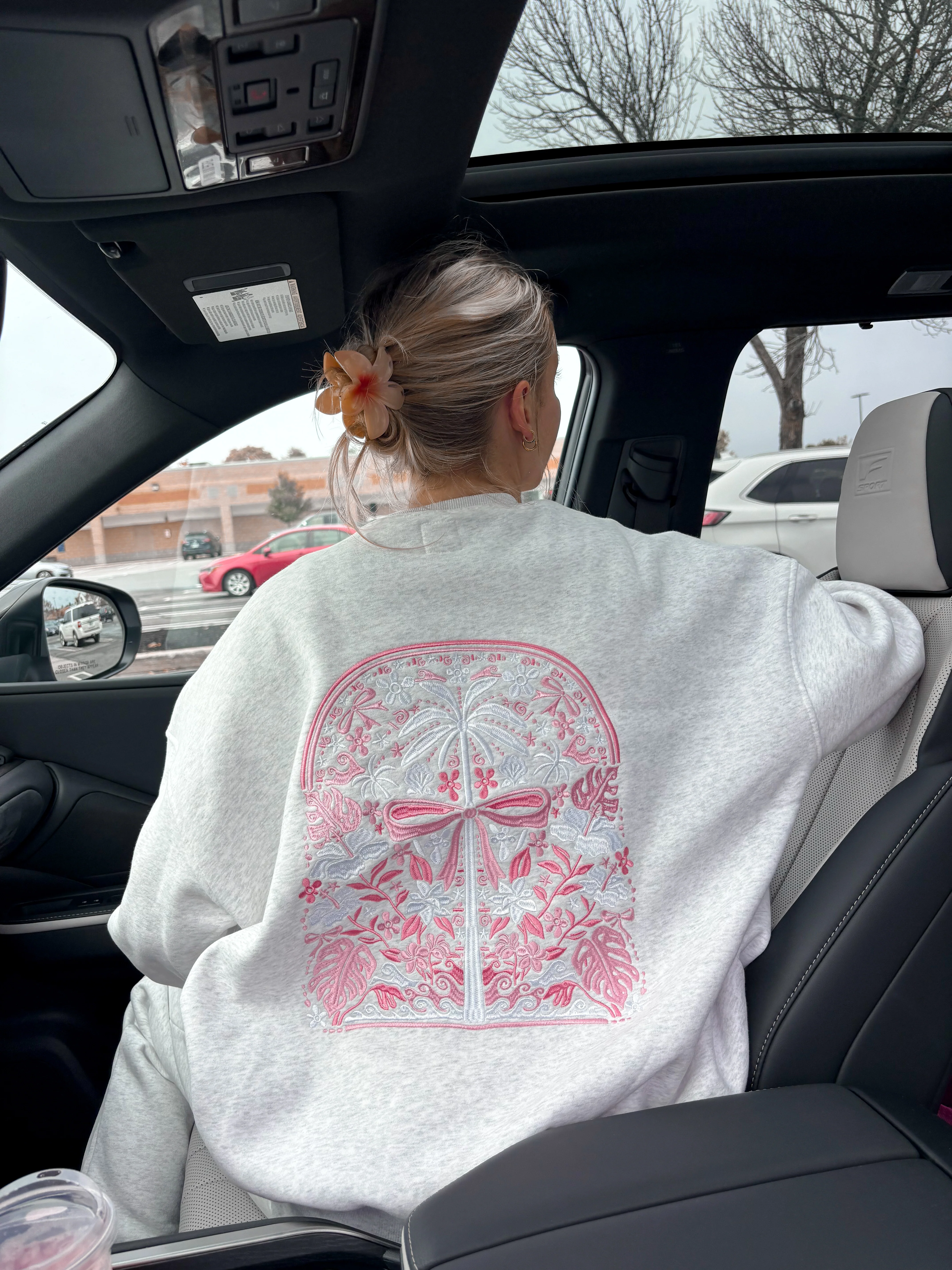 Pearl Grey Tropical Palms Sweatshirt - Image 17