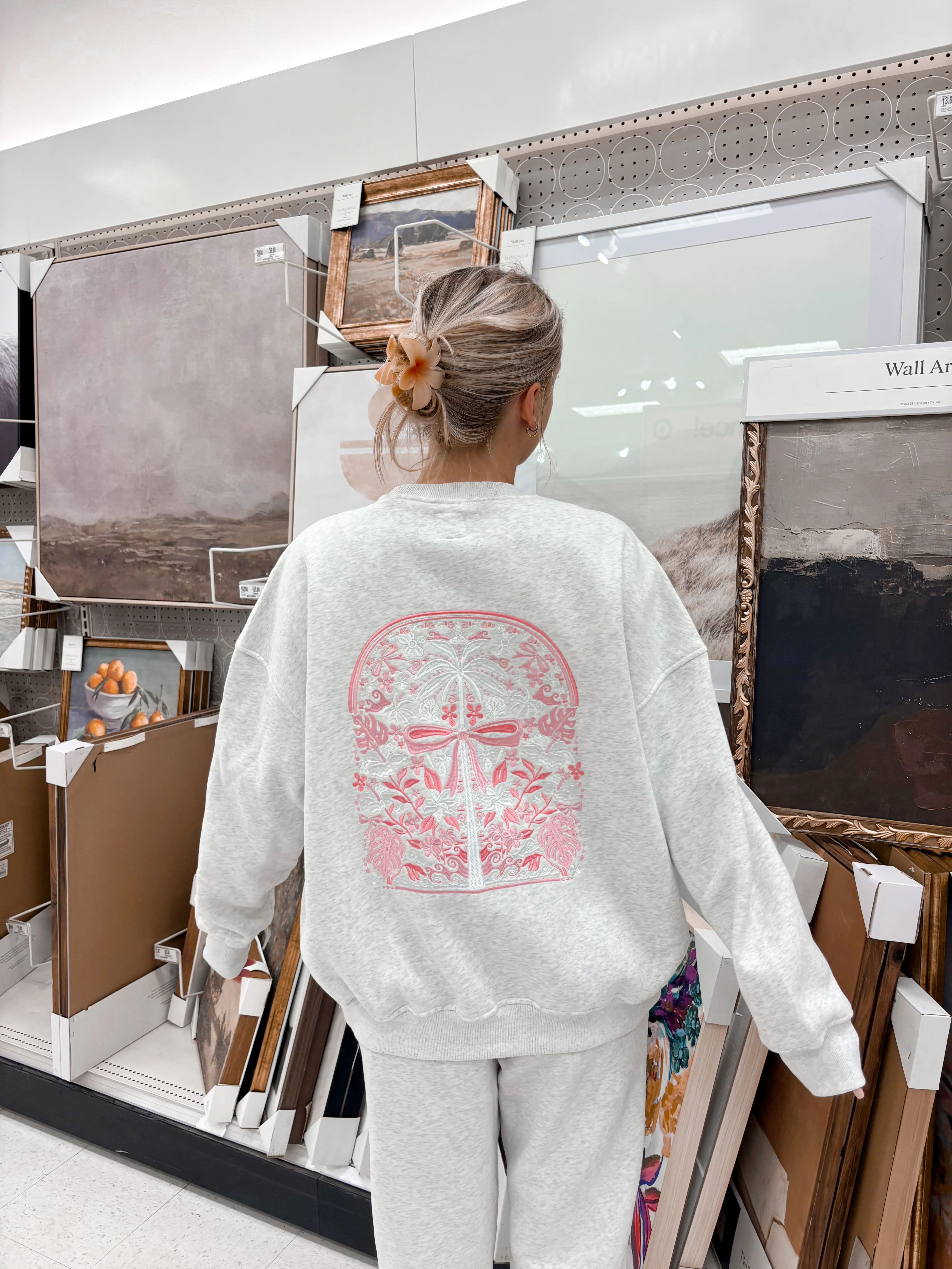 Pearl Grey Tropical Palms Sweatshirt - Image 2
