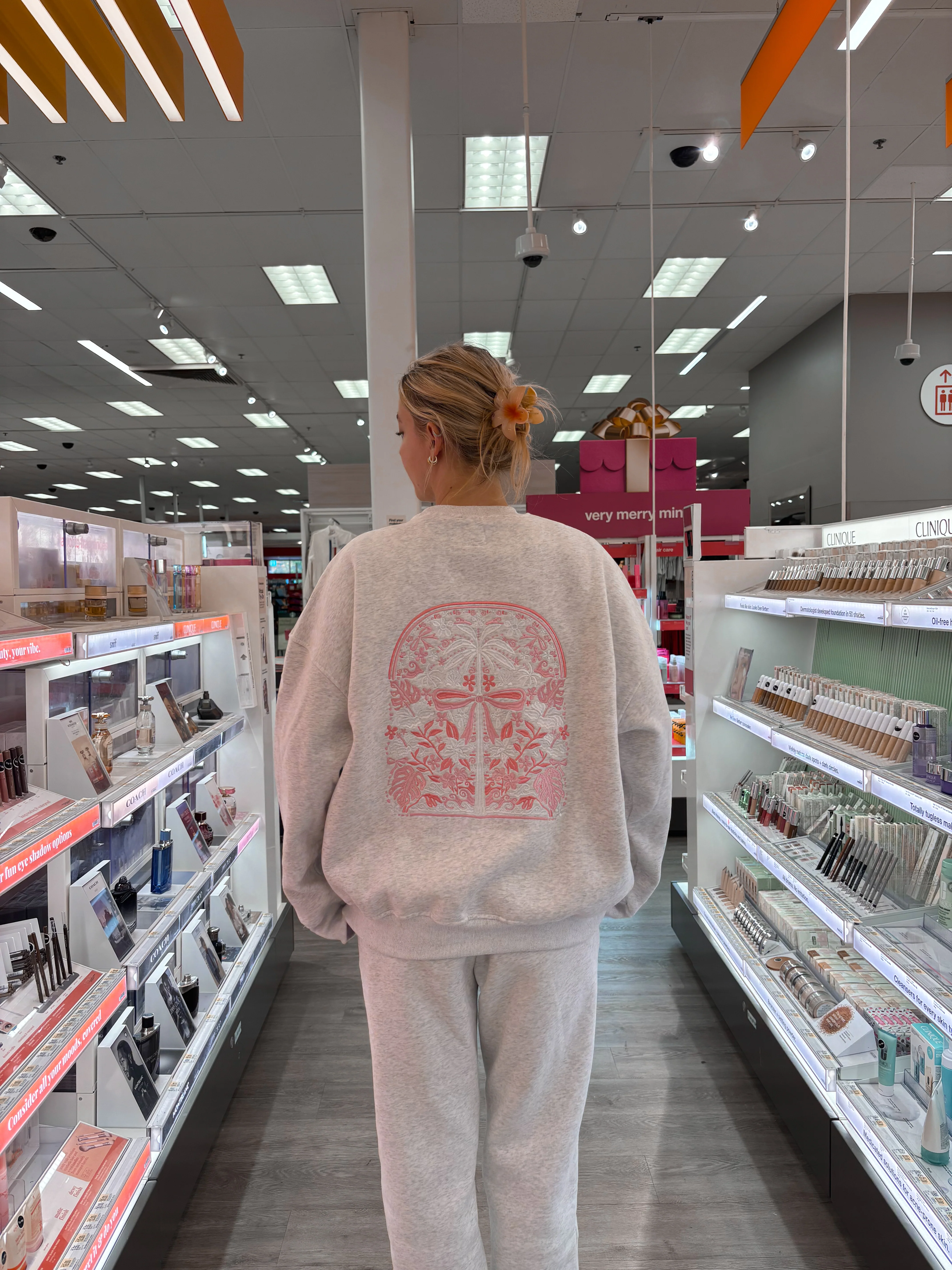 Pearl Grey Tropical Palms Sweatshirt - Image 4