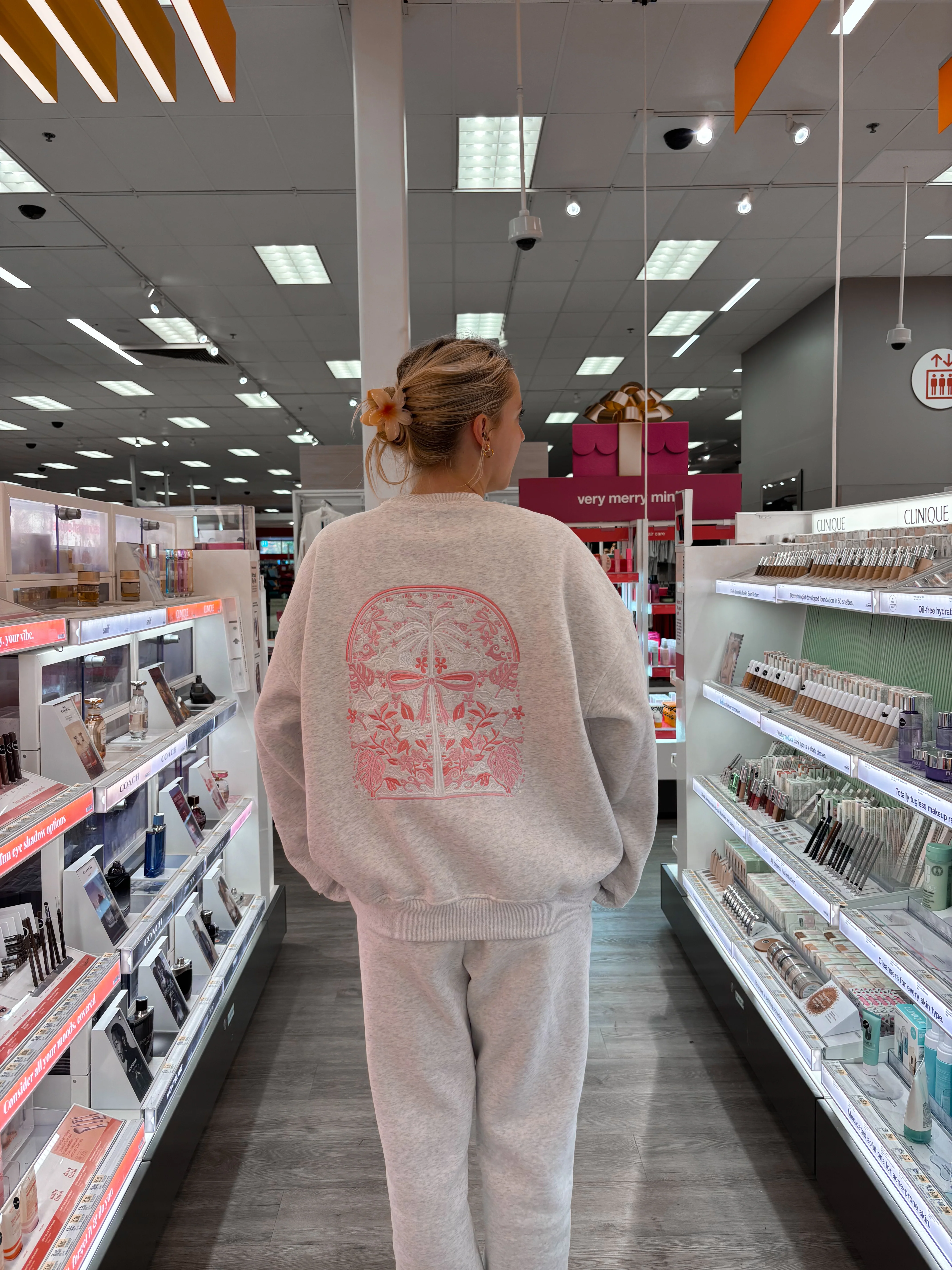 Pearl Grey Tropical Palms Sweatshirt - Image 8