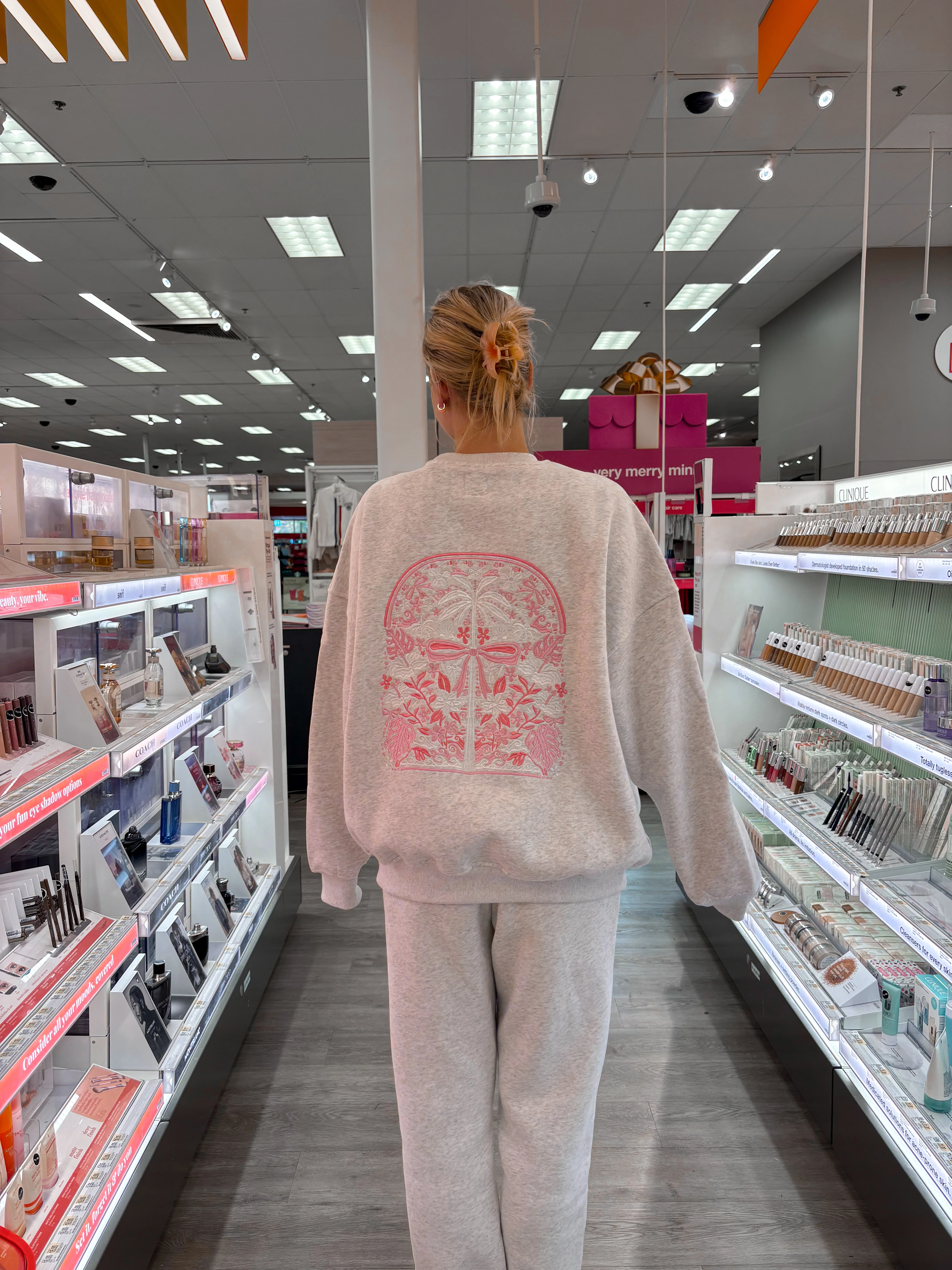 Pearl Grey Tropical Palms Sweatshirt - Image 9