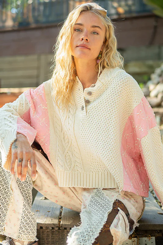 Pink Blossom Quilted Kit Sweater - Image 6