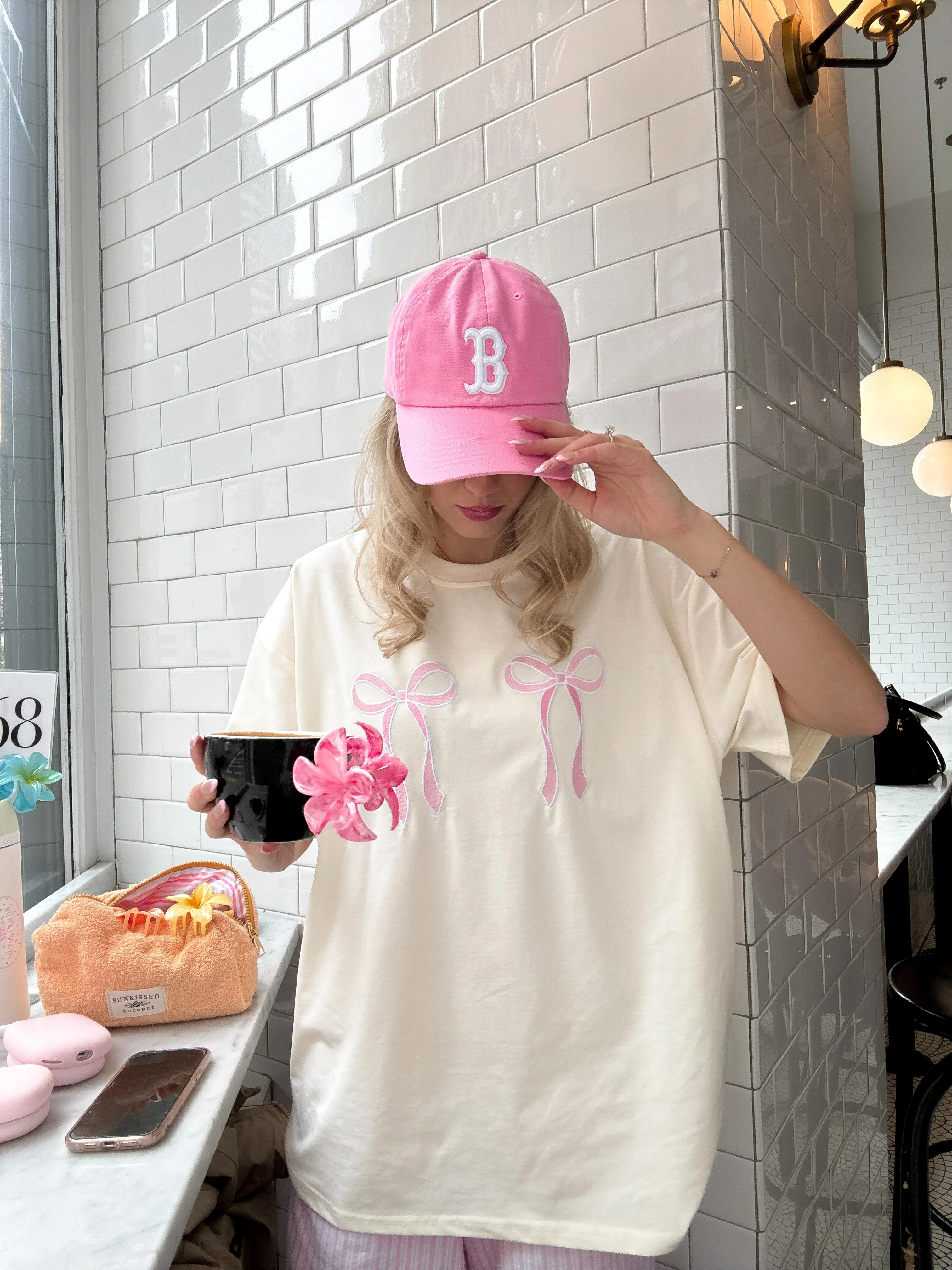 Pink Embroider Bow Tee - Image 5
