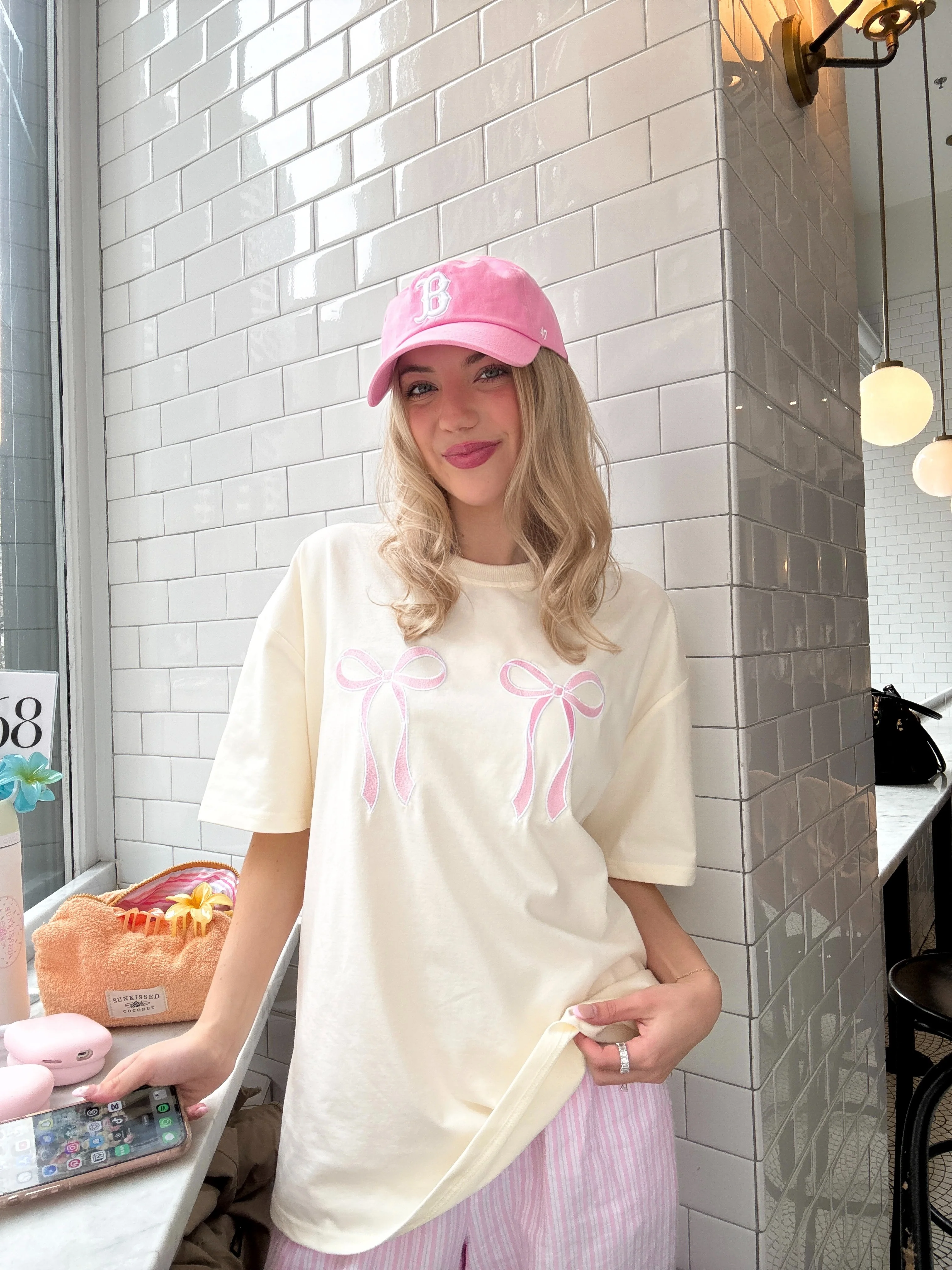 Pink Embroider Bow Tee - Image 9
