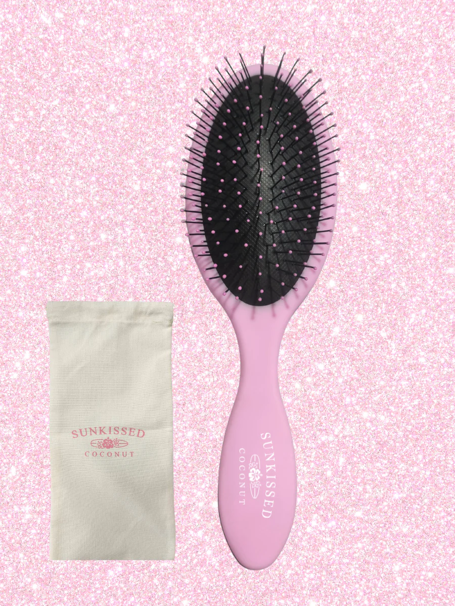 Pink Sunkissedcoconut Hairbrush With Travel Pouch - Image 3