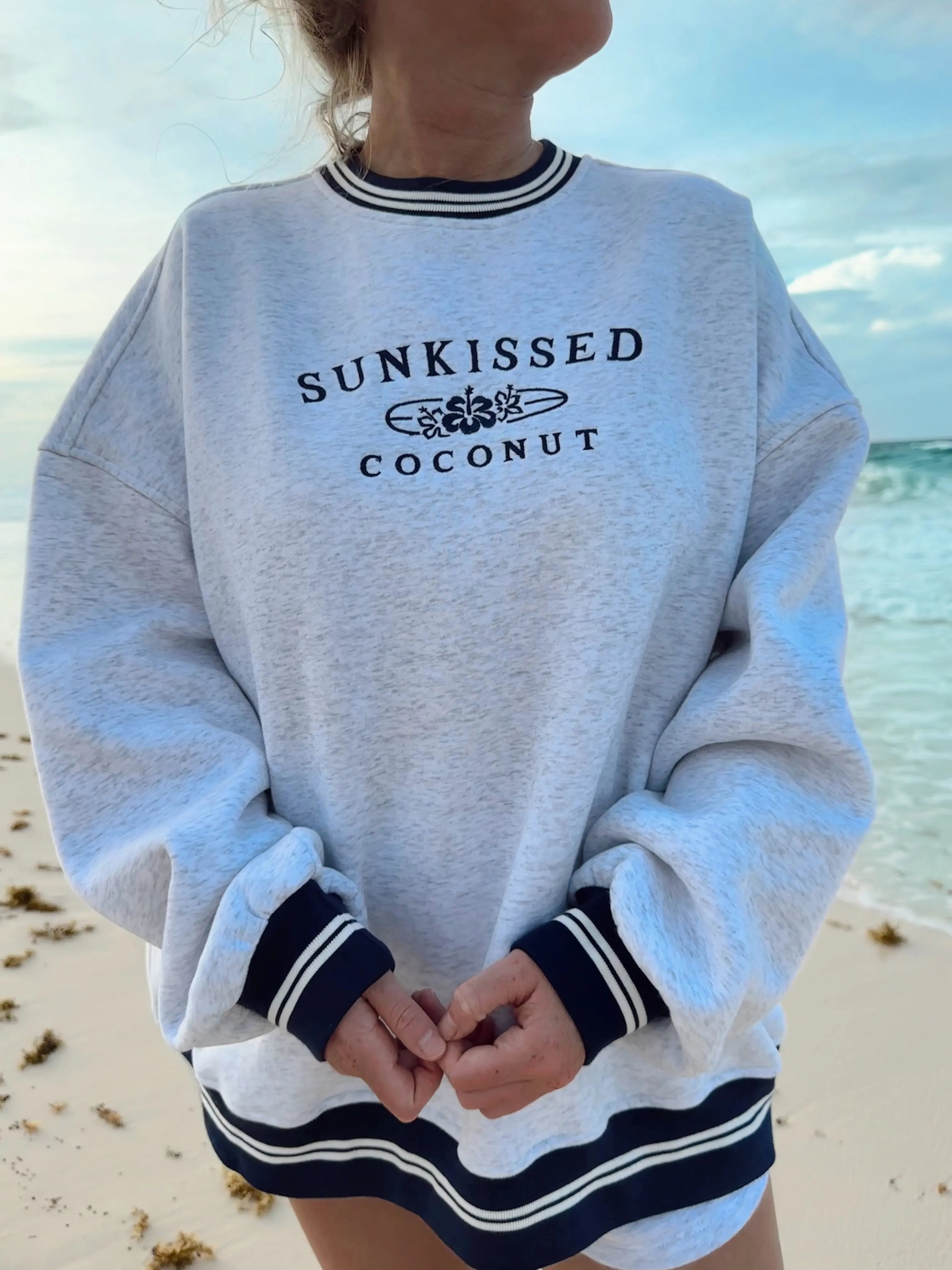 Original Striped Sunkissedcoconut Embroider Sweatshirt - Image 6