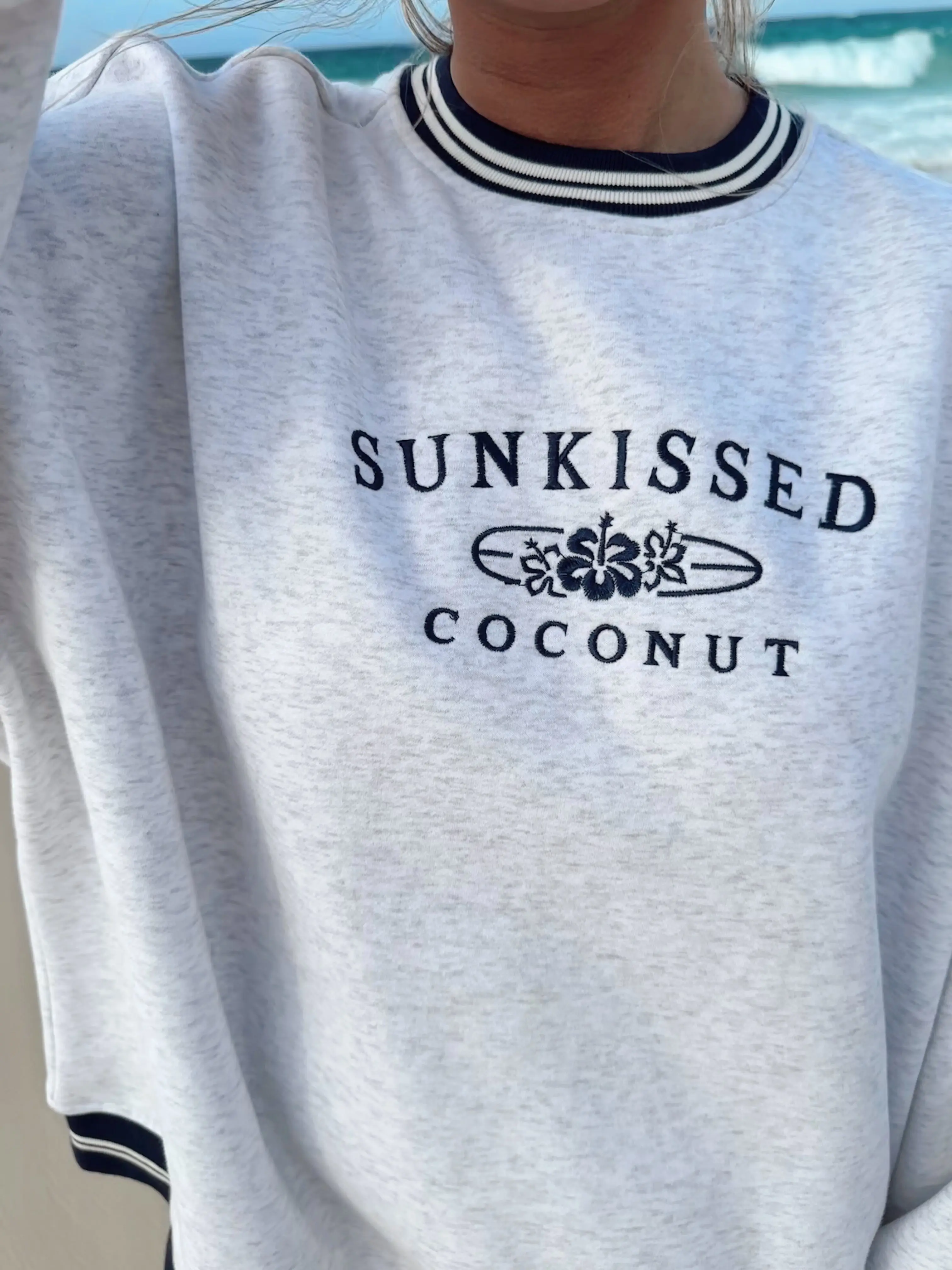 Original Striped Sunkissedcoconut Embroider Sweatshirt - Image 7