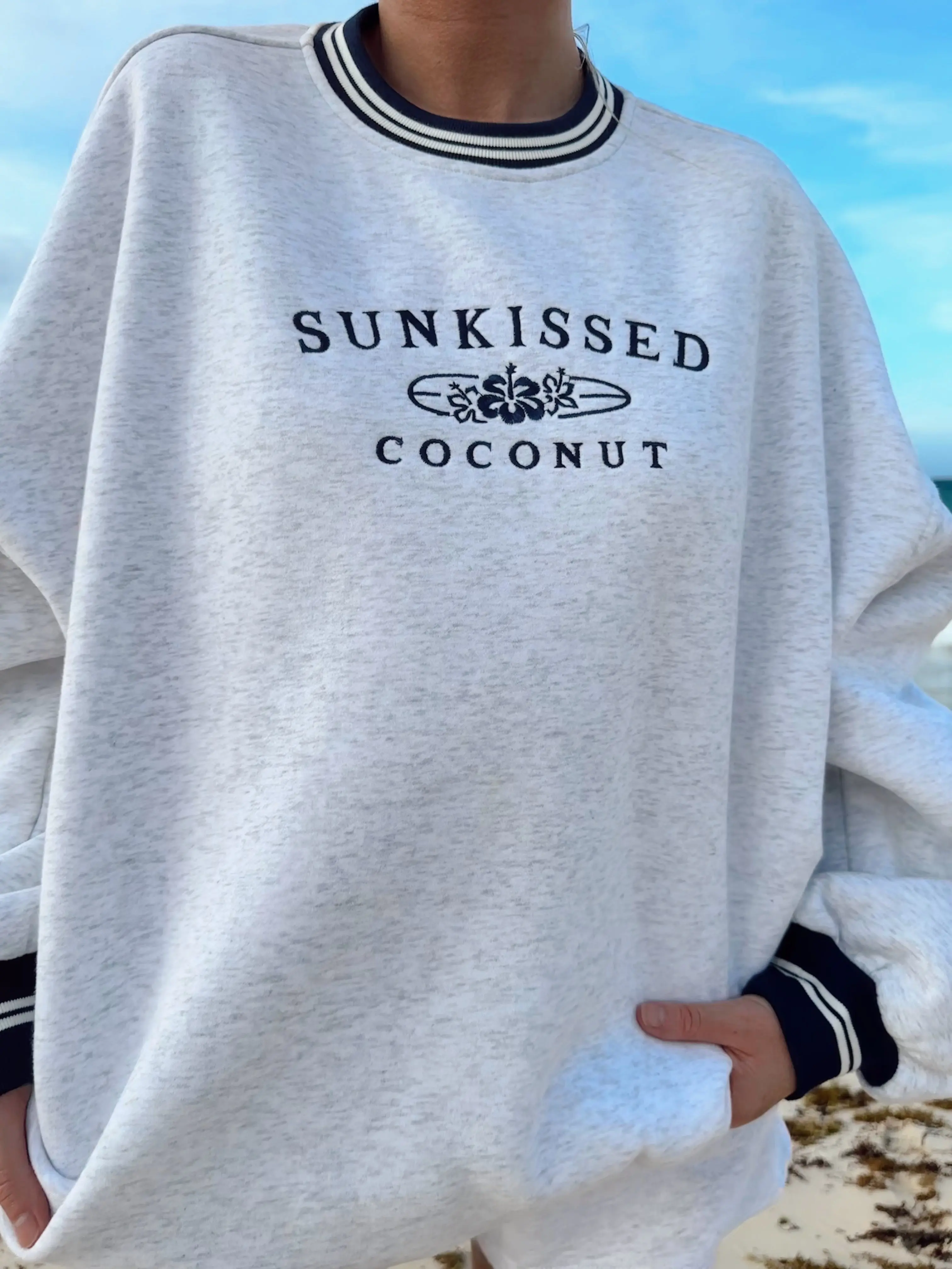 Original Striped Sunkissedcoconut Embroider Sweatshirt - Image 8