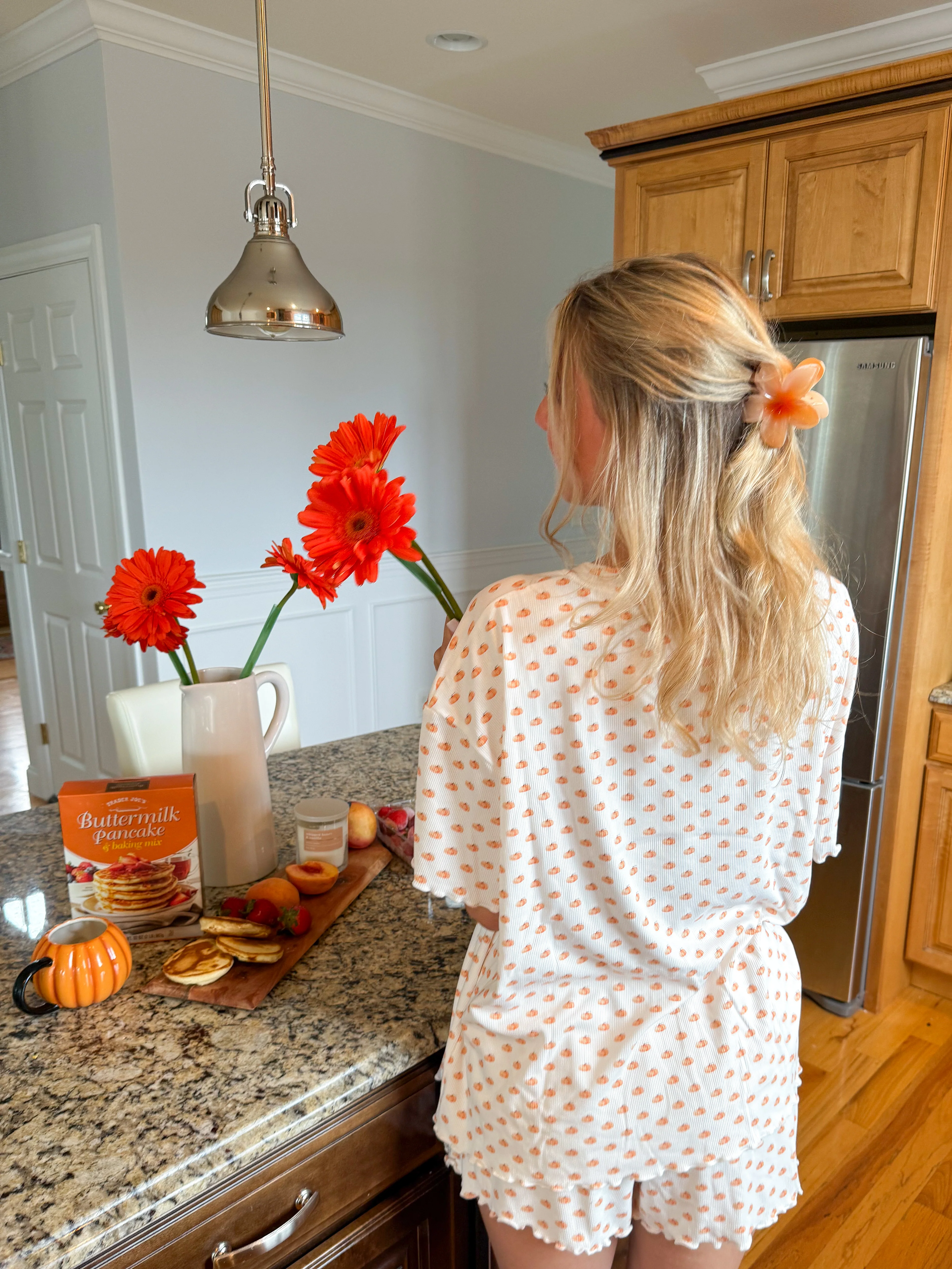Pumpkin Fall Autumn Short Sleeve Pajama Top - Image 6