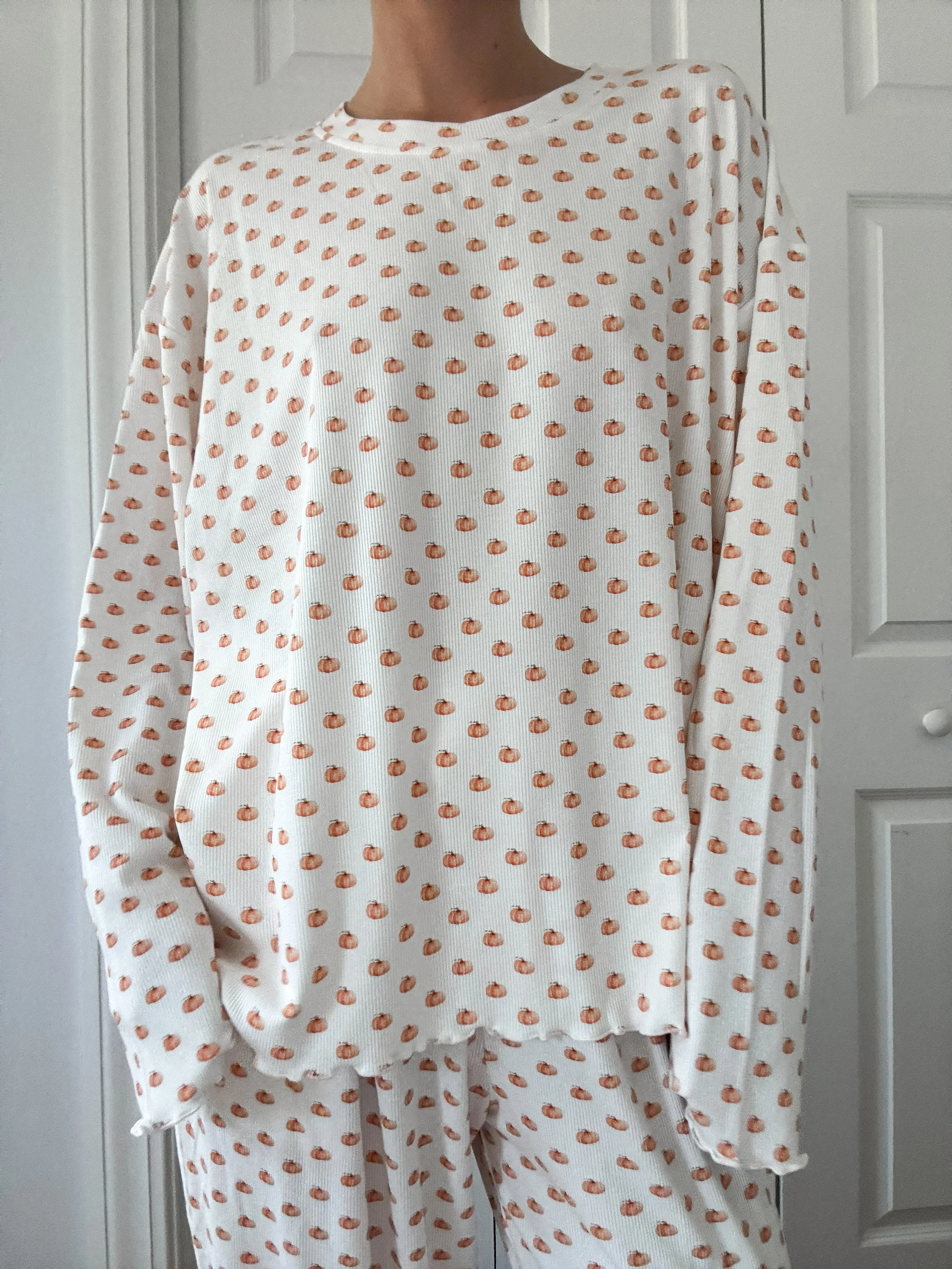 Pumpkin Fall Autumn Long Sleeve Pajama Top - Image 3