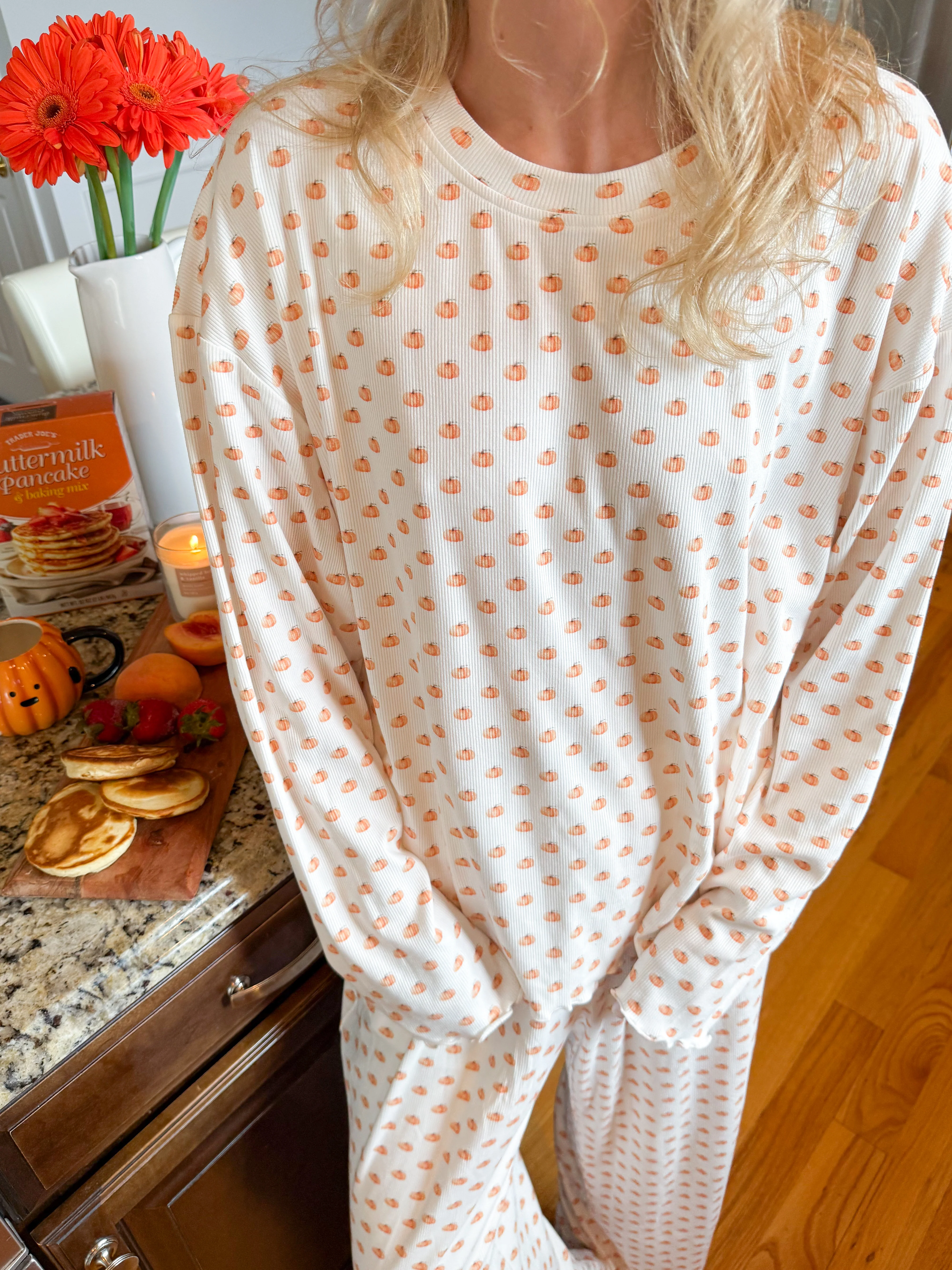 Pumpkin Fall Autumn Long Sleeve Pajama Top - Image 9