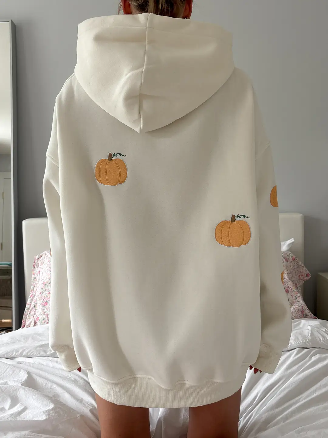 Pumpkins All Over Fall Embroider Hoodie - Image 11