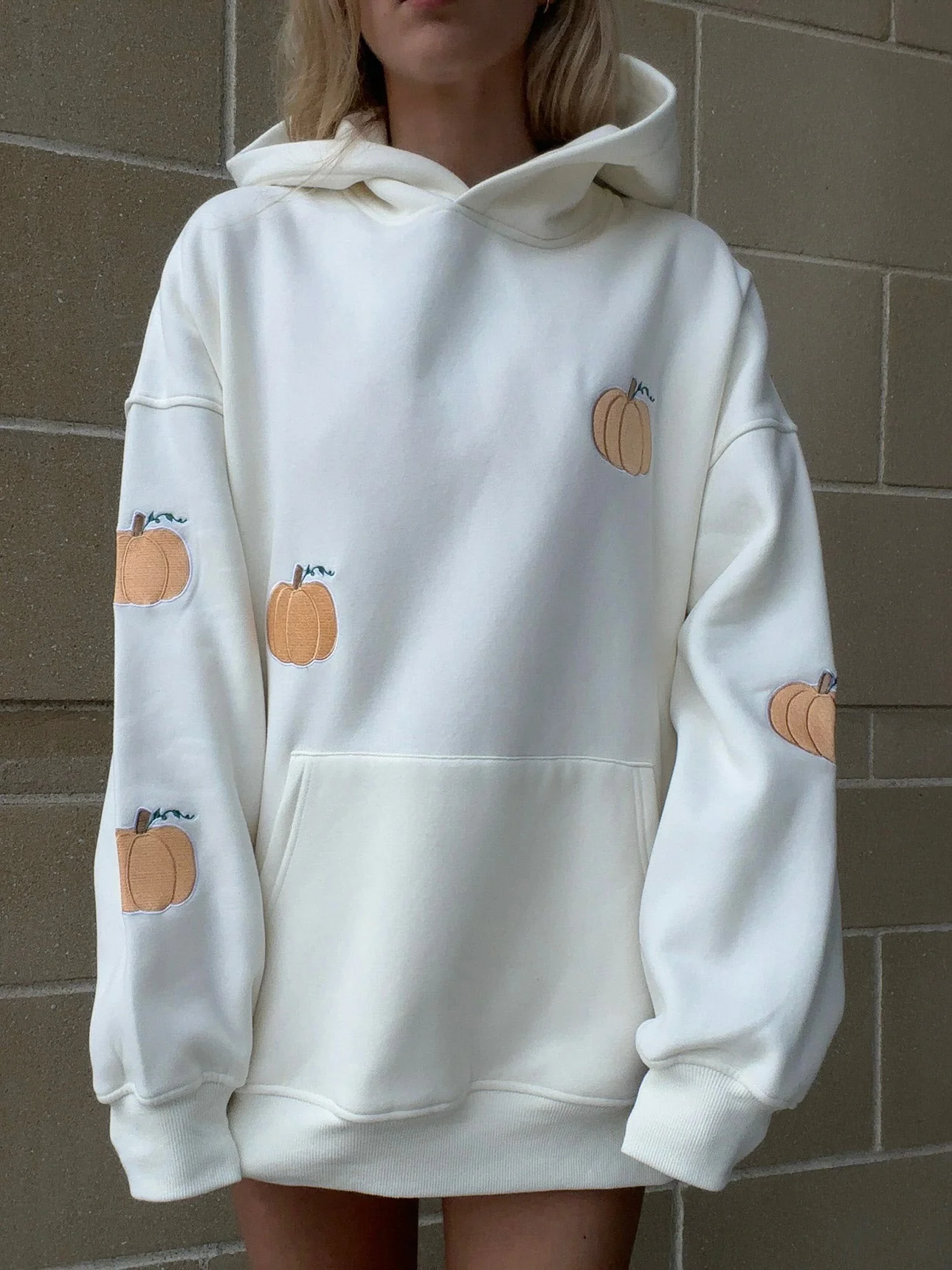 Pumpkins All Over Fall Embroider Hoodie - Image 6