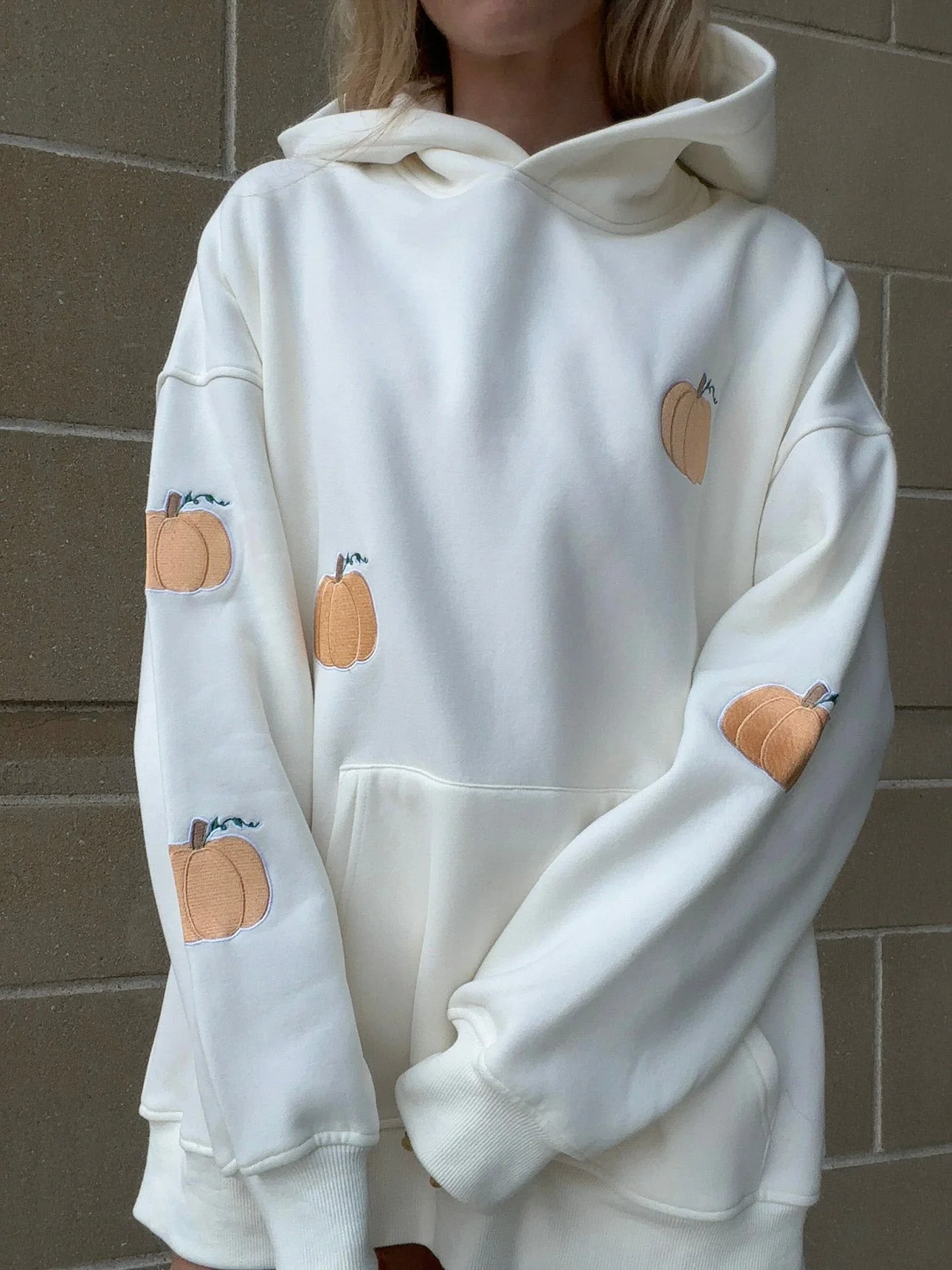 Pumpkins All Over Fall Embroider Hoodie - Image 7