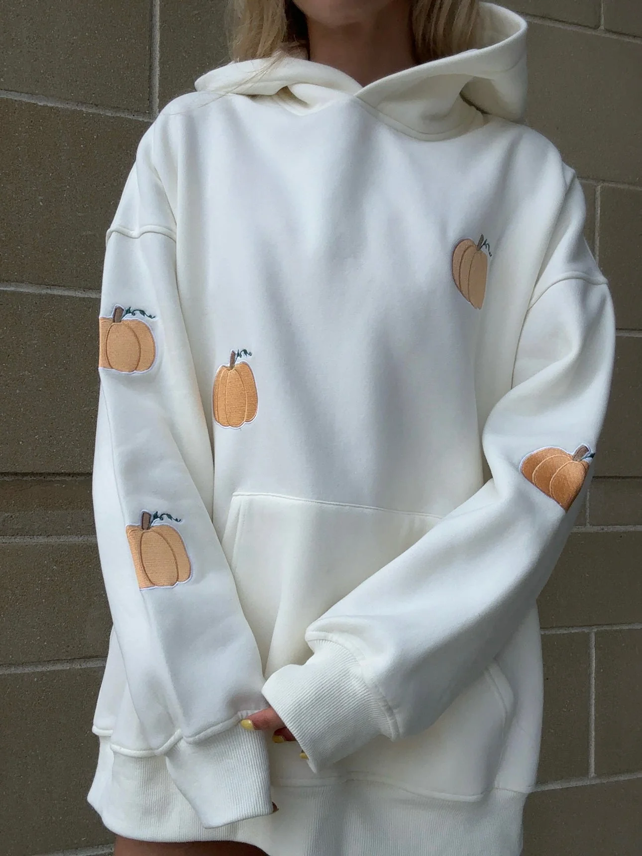 Pumpkins All Over Fall Embroider Hoodie - Image 8