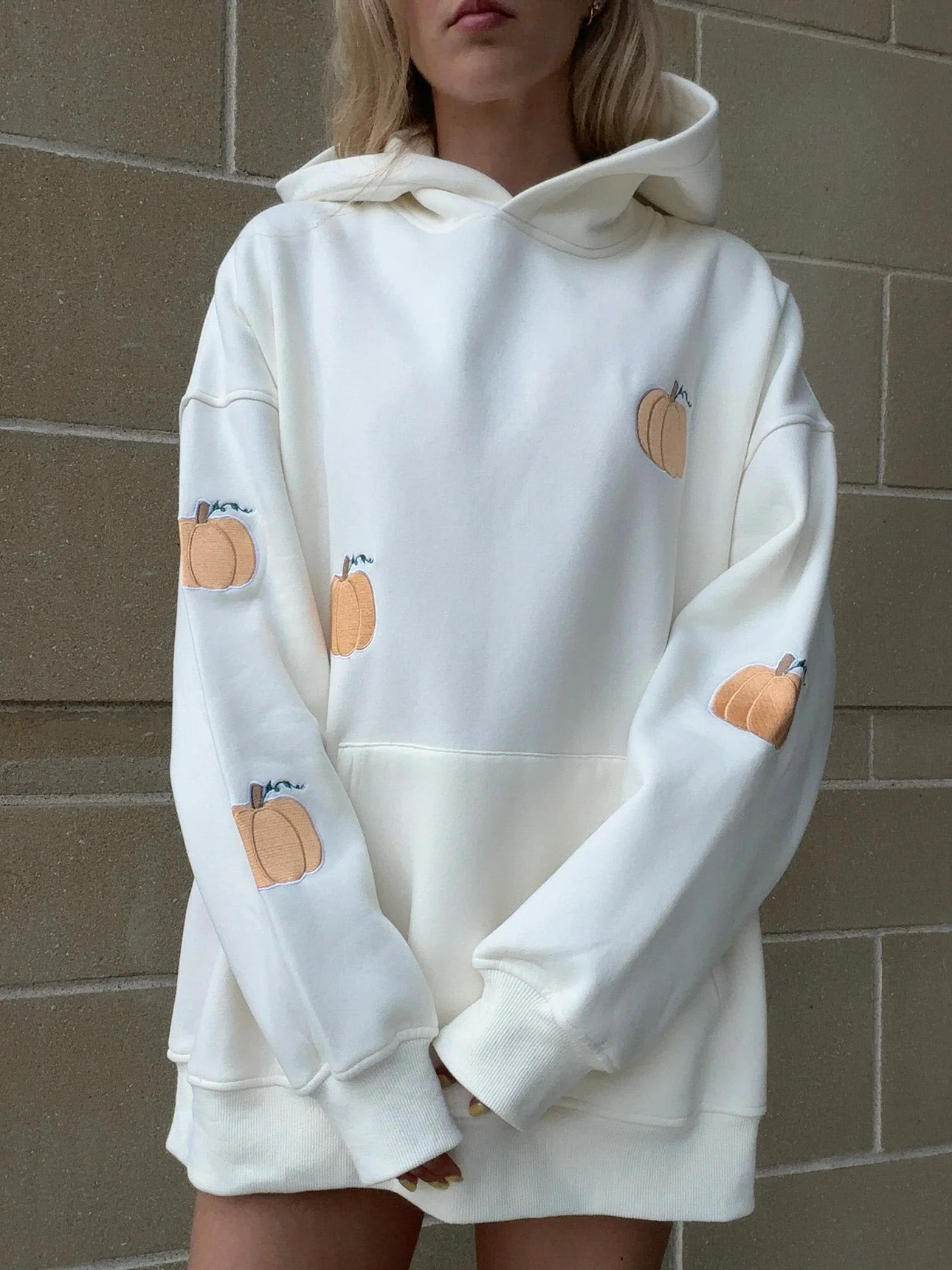 Pumpkins All Over Fall Embroider Hoodie - Image 9