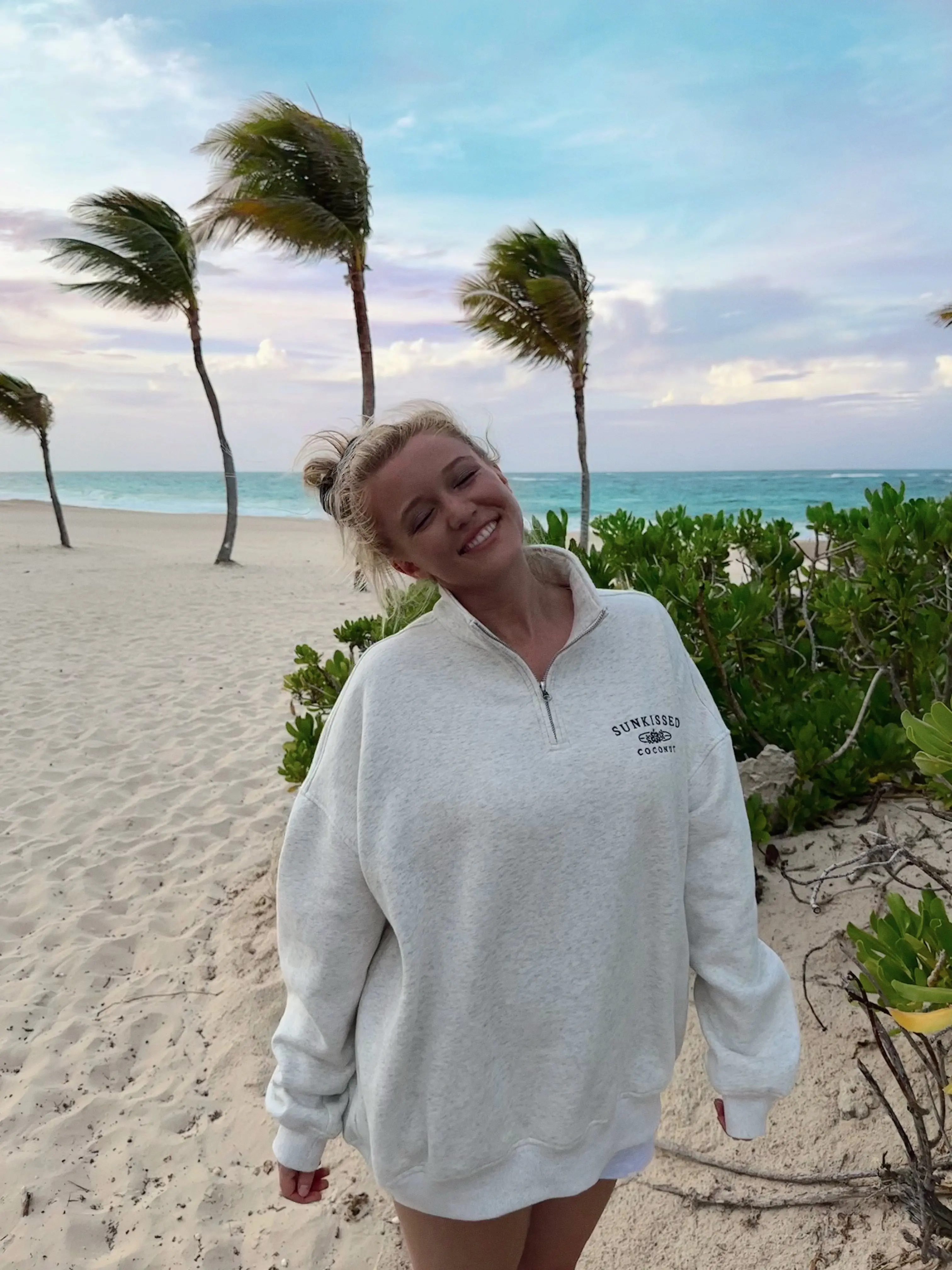 Salty Grey Quarter-Zip Sweatshirt - Image 3