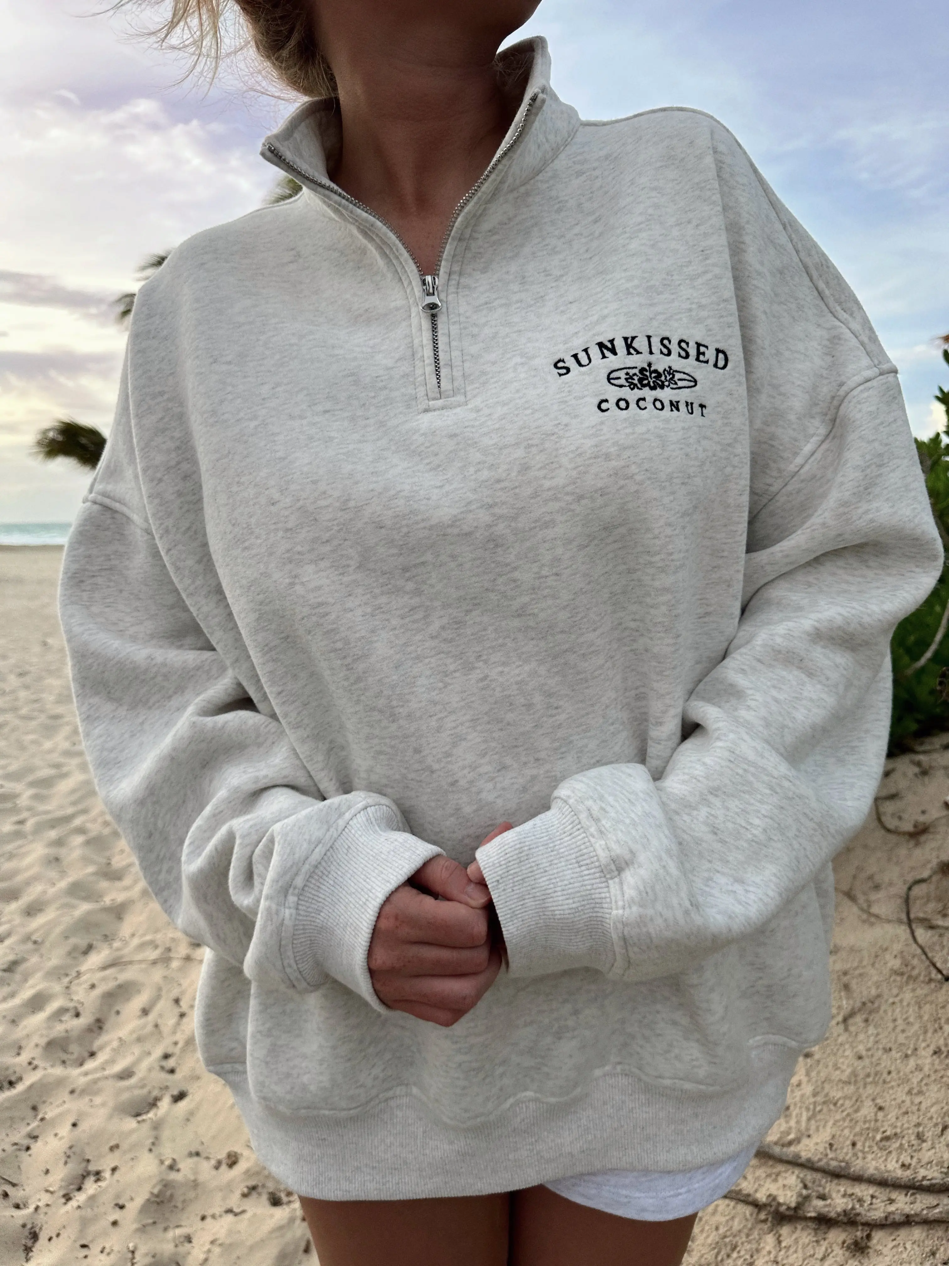 Salty Grey Quarter-Zip Sweatshirt - Image 4