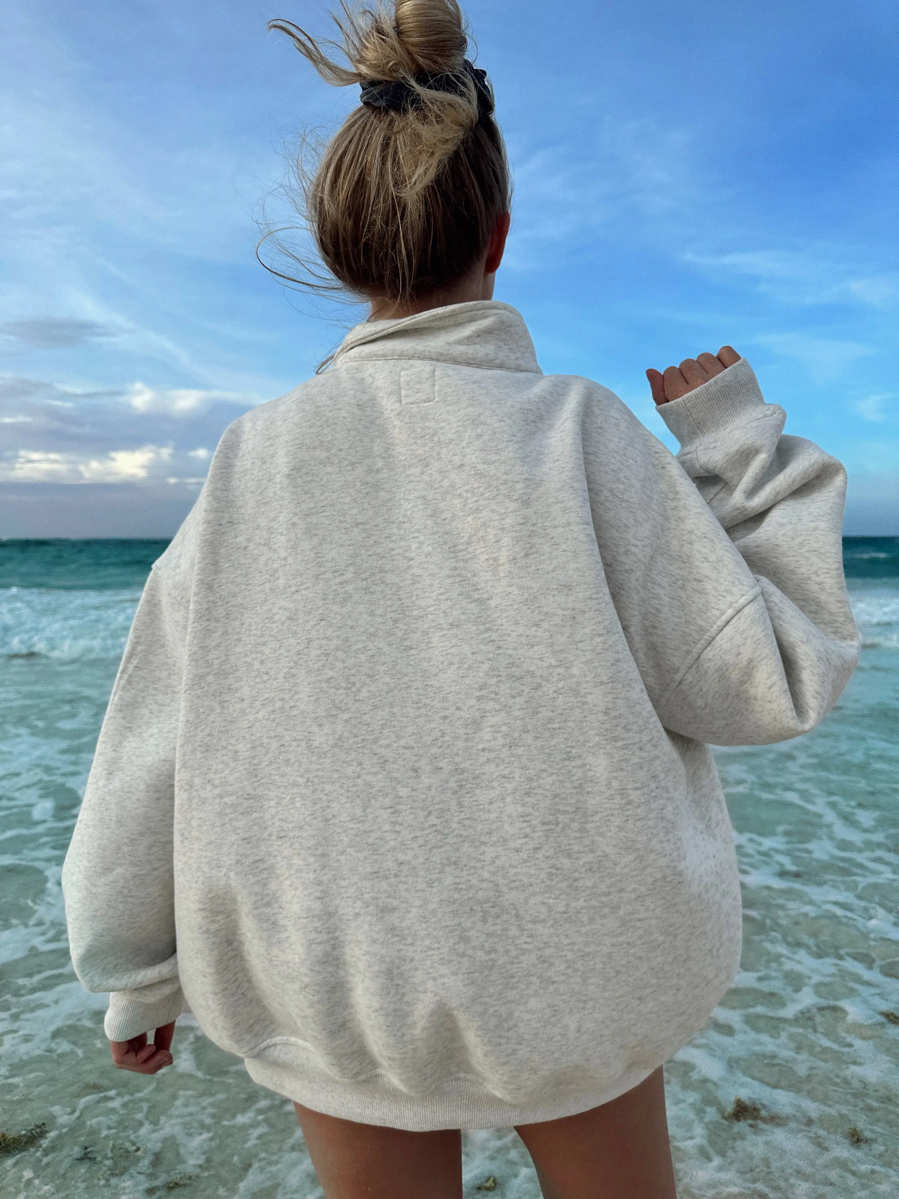Salty Grey Quarter-Zip Sweatshirt - Image 5