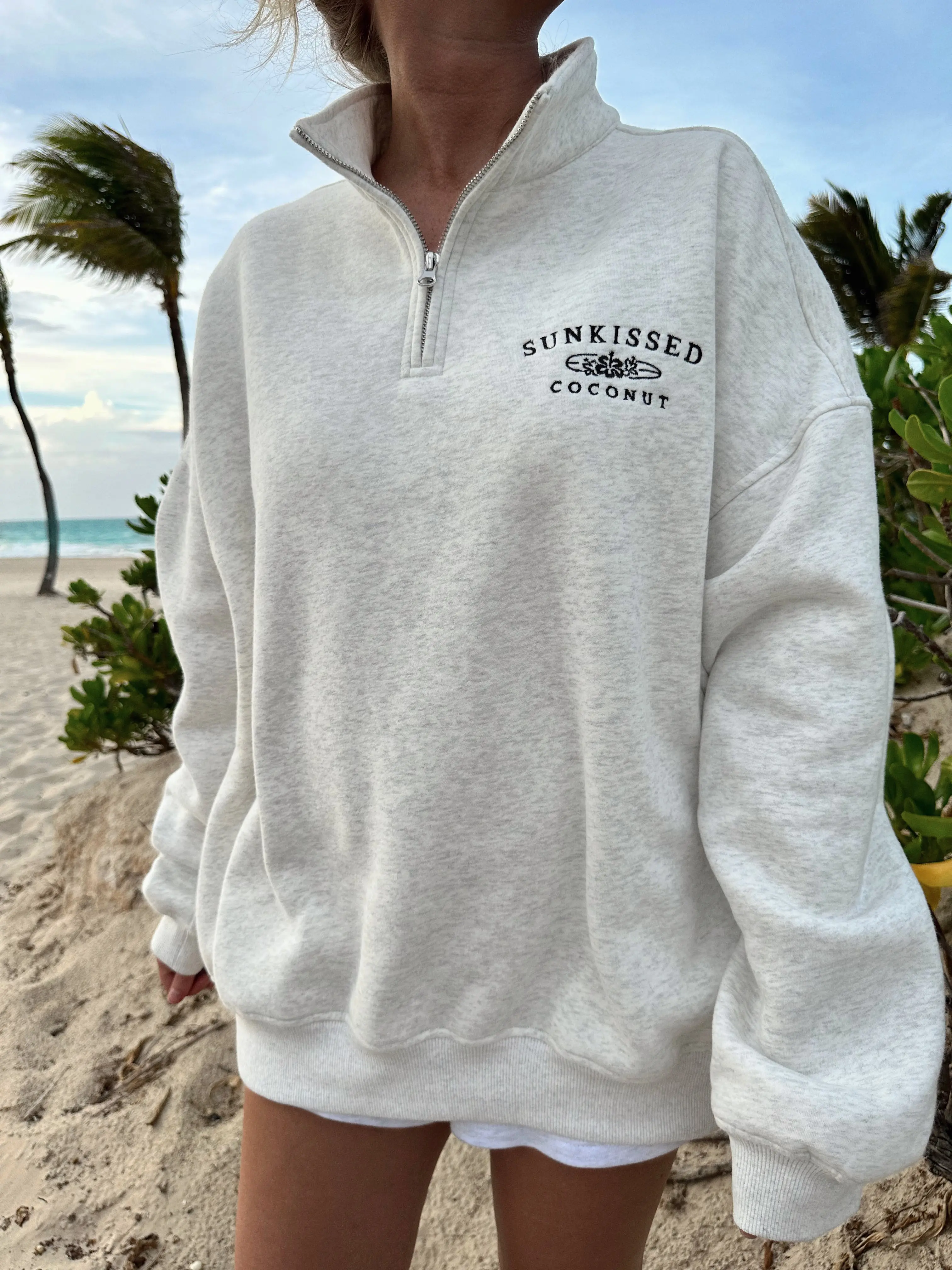 Salty Grey Quarter-Zip Sweatshirt - Image 6
