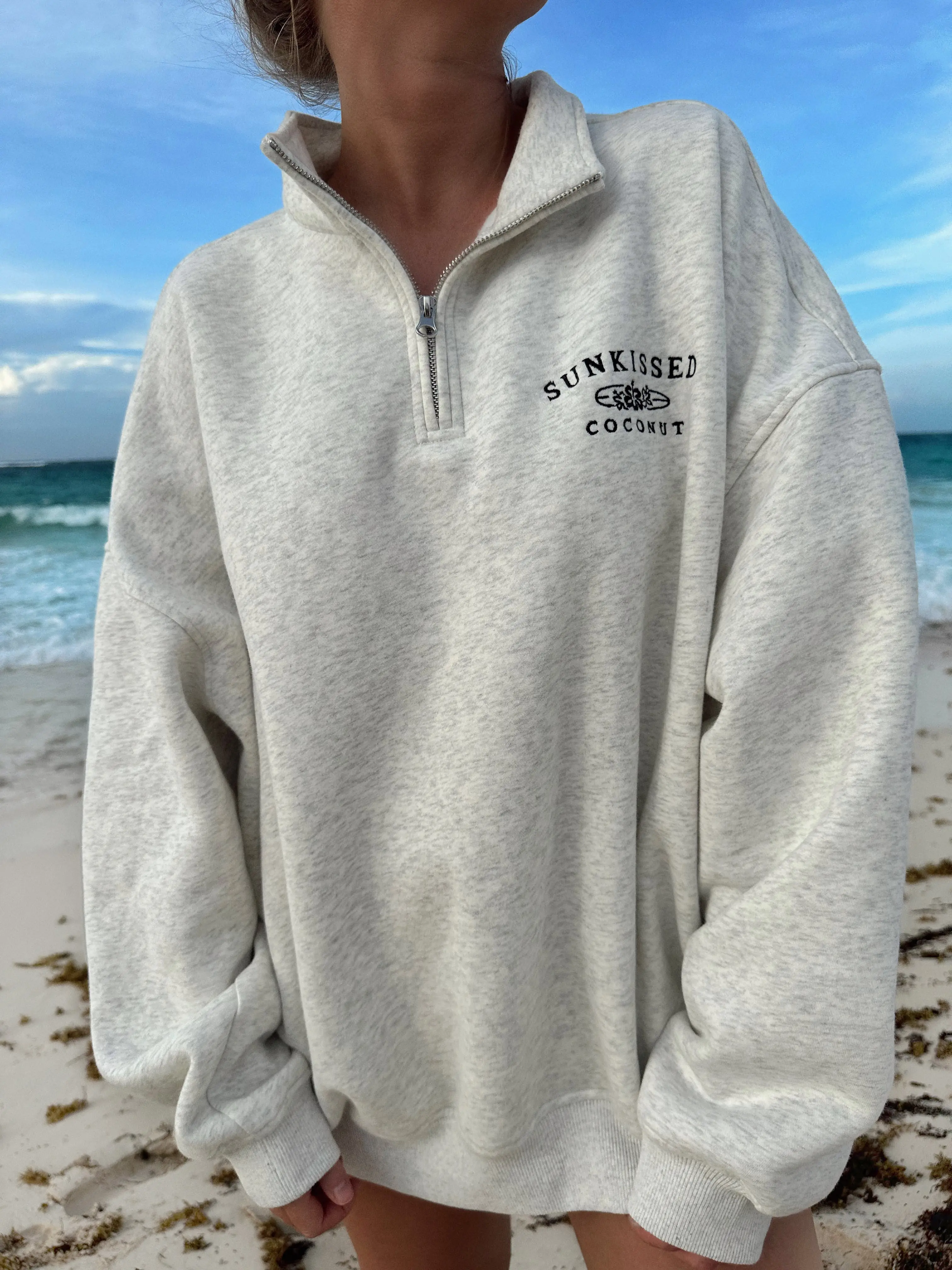 Salty Grey Quarter-Zip Sweatshirt - Image 7