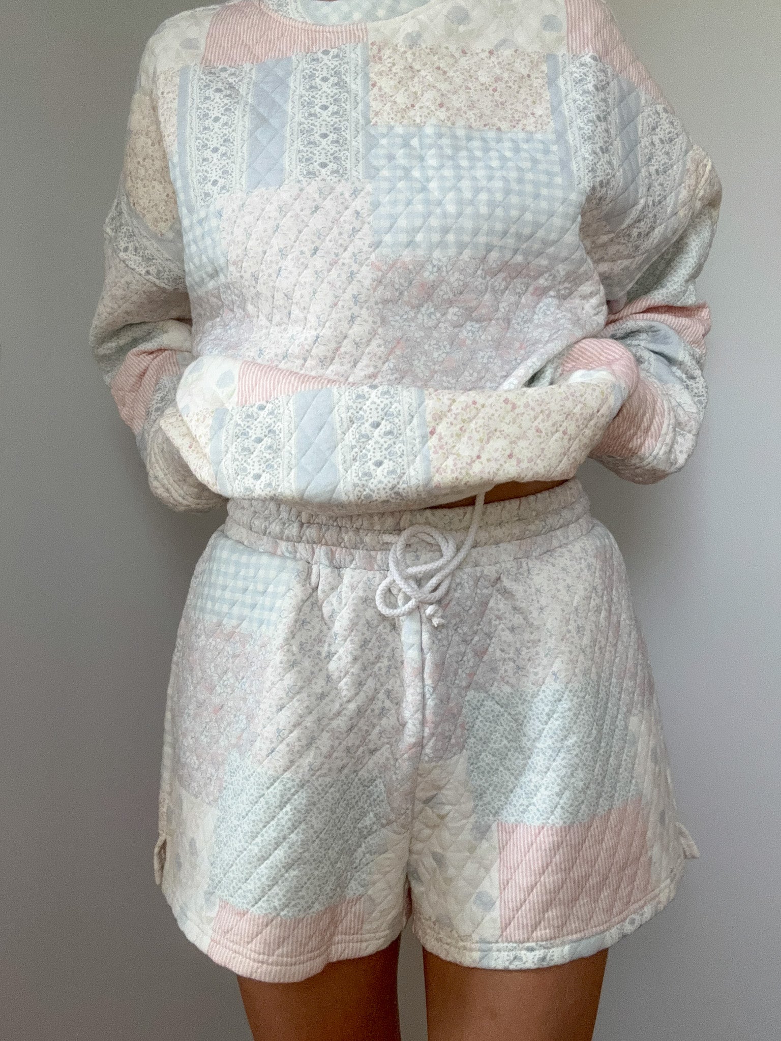 Shades Of Blue Quilted Pastel Shorts - Image 3