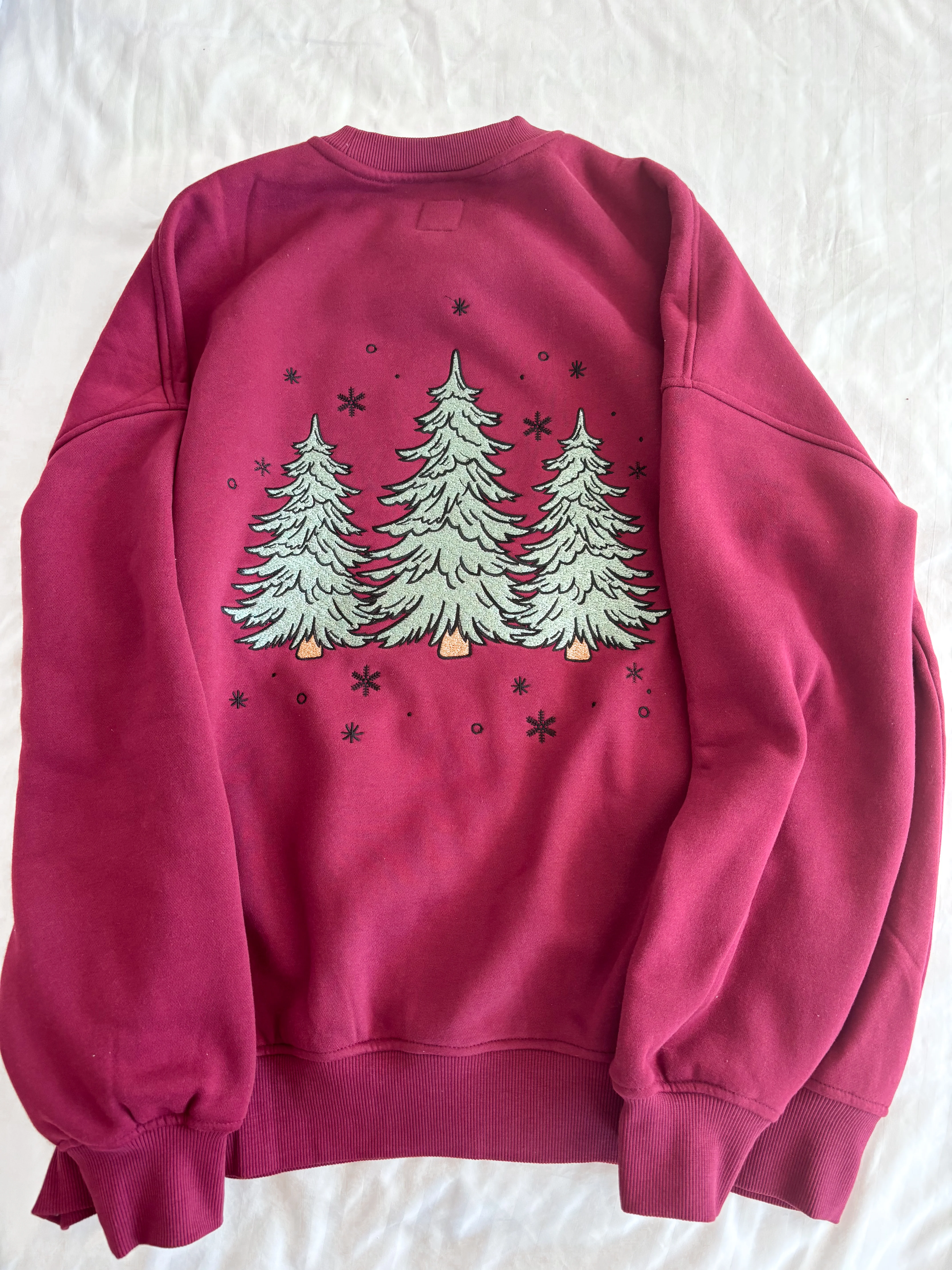 Vintage Red Christmas Tree Embroider Sweatshirt - Image 2