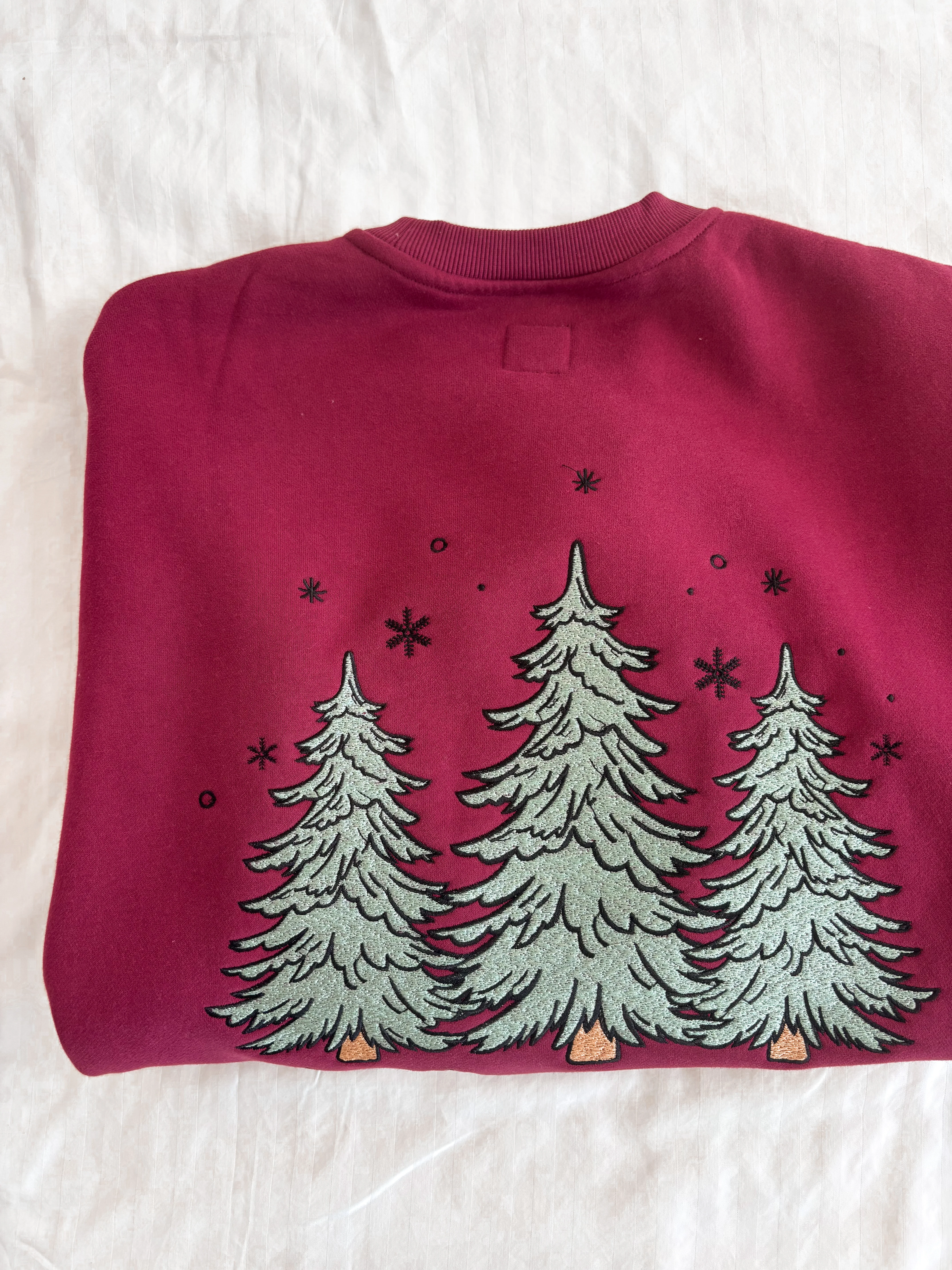 Vintage Red Christmas Tree Embroider Sweatshirt - Image 5