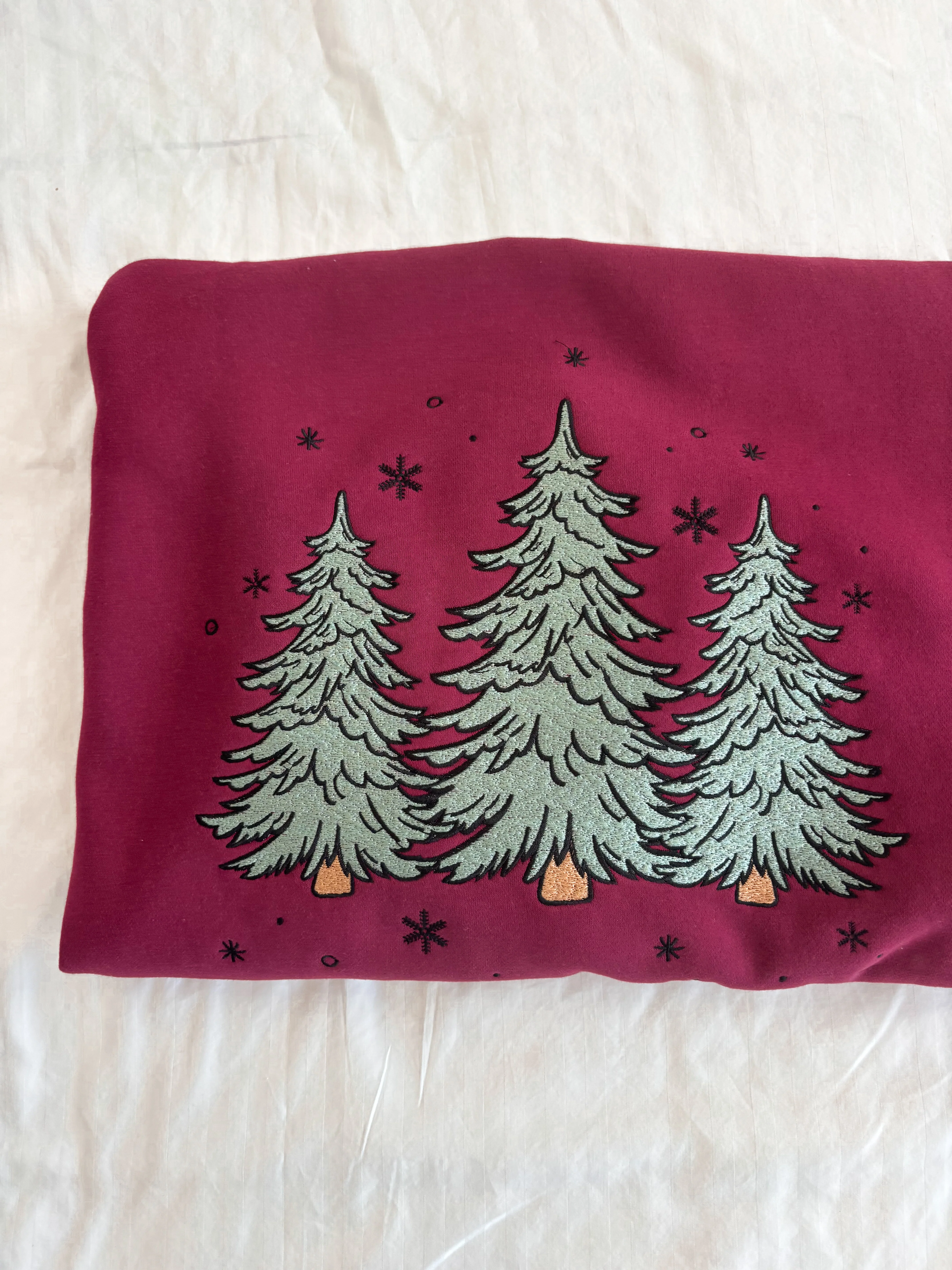 Vintage Red Christmas Tree Embroider Sweatshirt - Image 6
