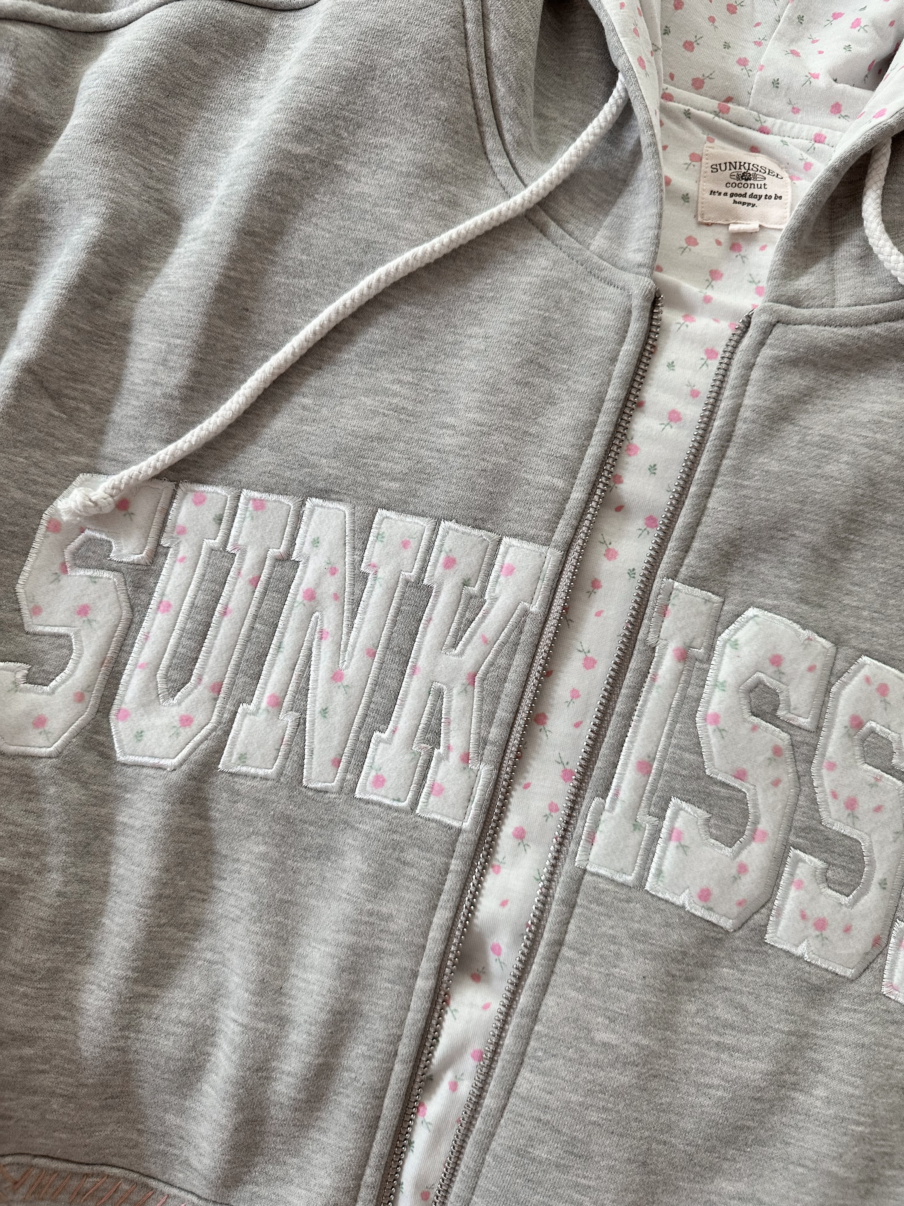 Afternoon Grey Roses Sunkissedcoconut Full Zip Hoodie - Image 4
