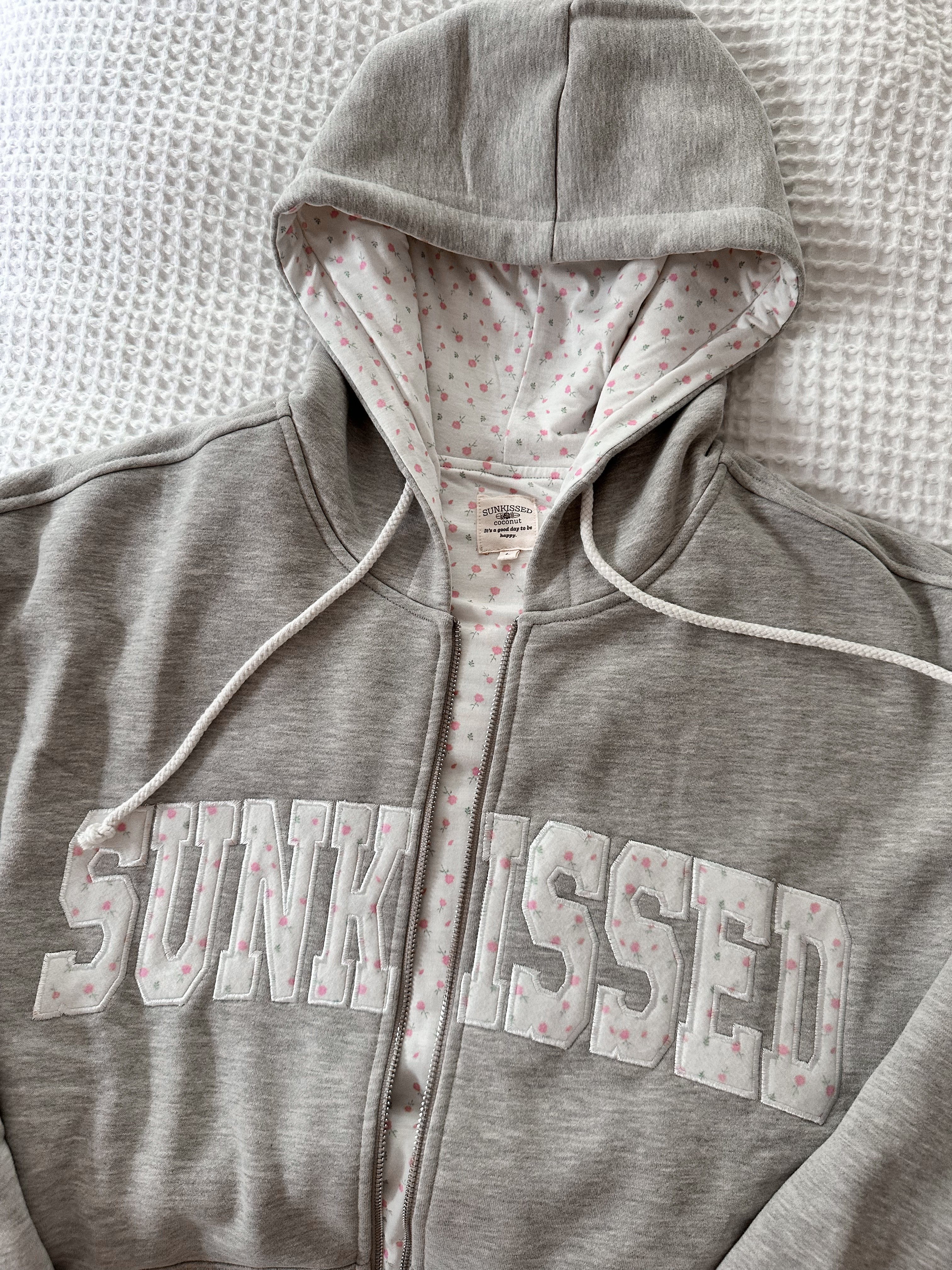 Afternoon Grey Roses Sunkissedcoconut Full Zip Hoodie - Image 5