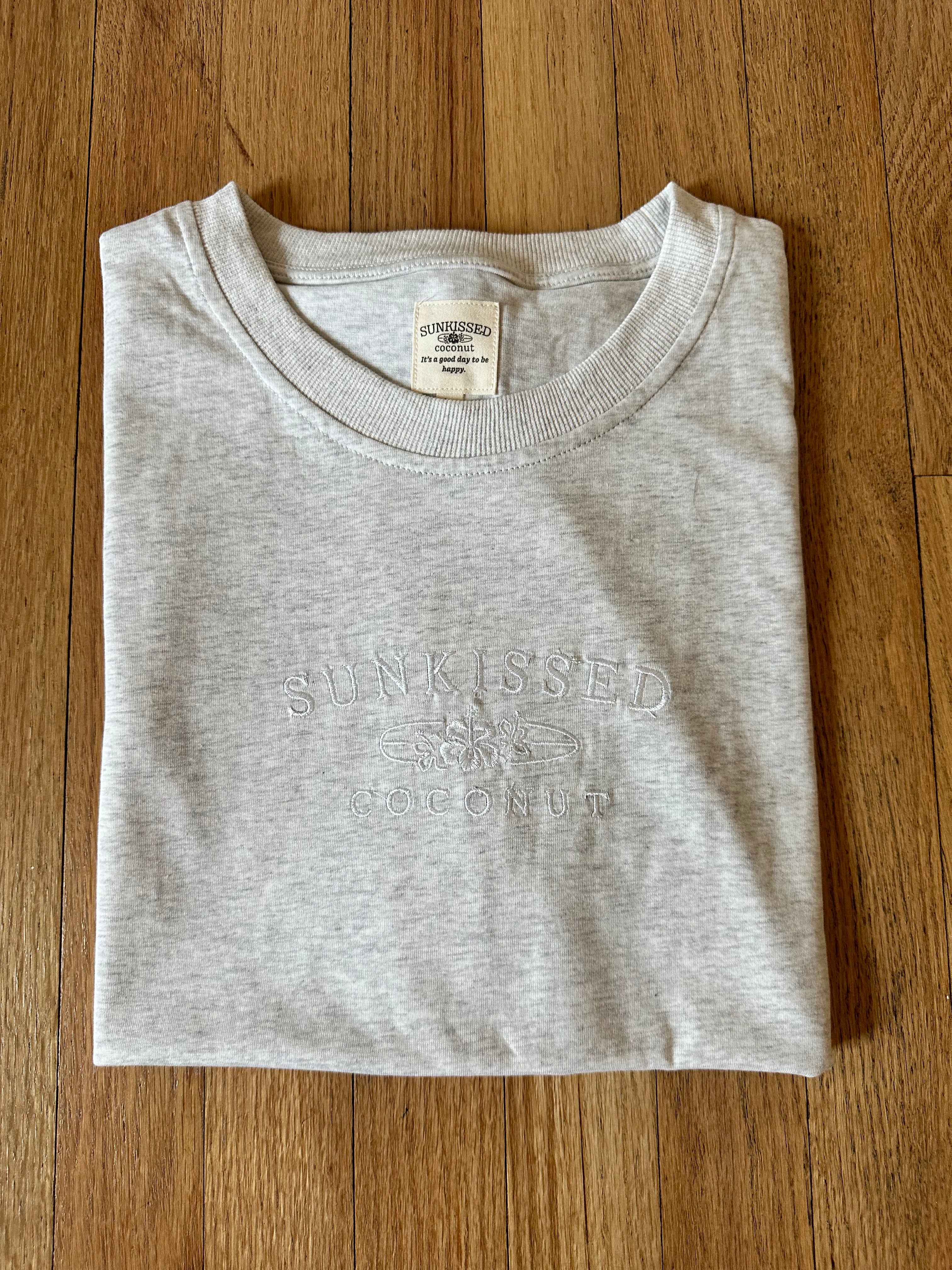 Pearl Grey Basic Watercolor Embroider Tee - Image 2