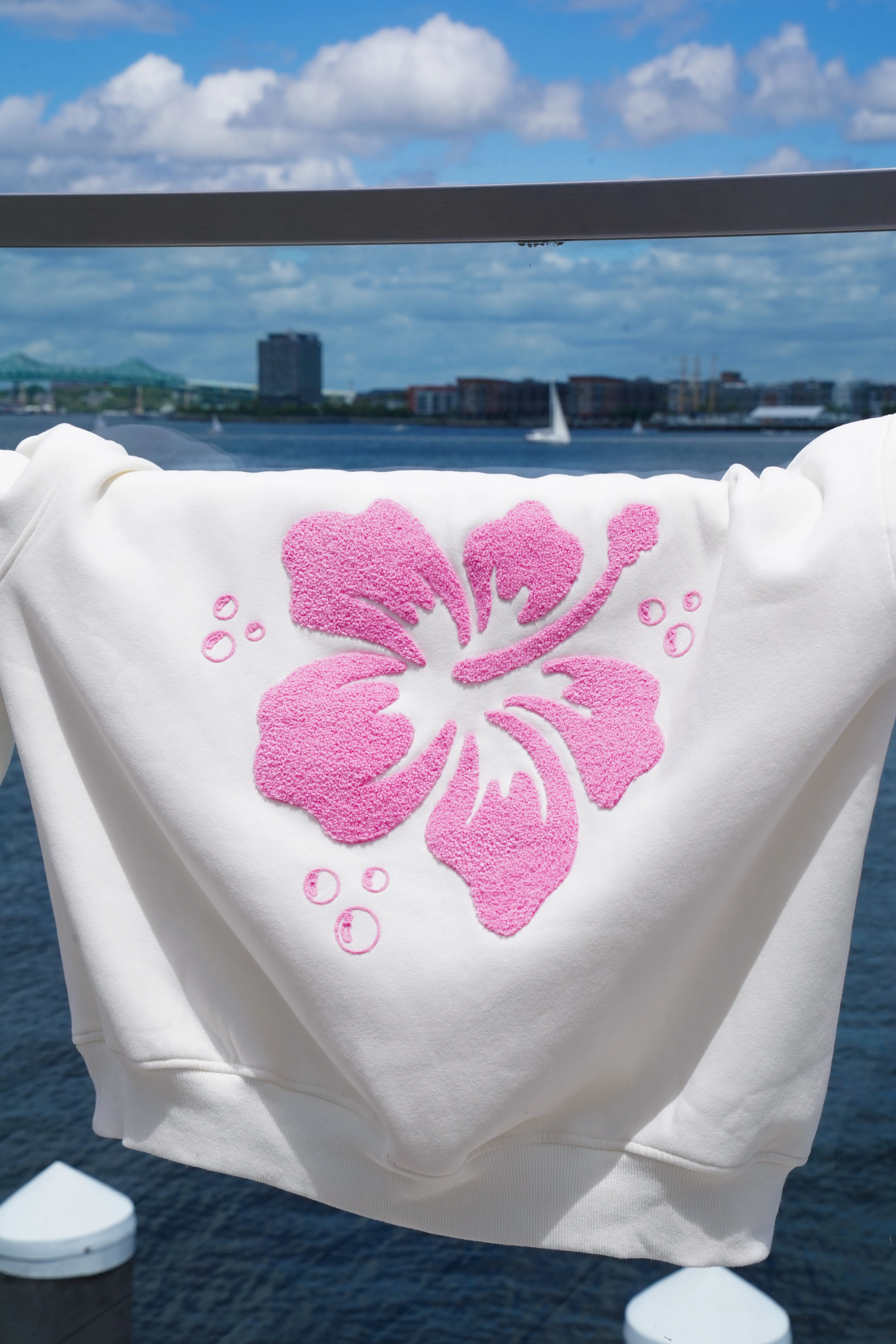 Ivory Hibiscus Flower Sweatshirt - Image 4
