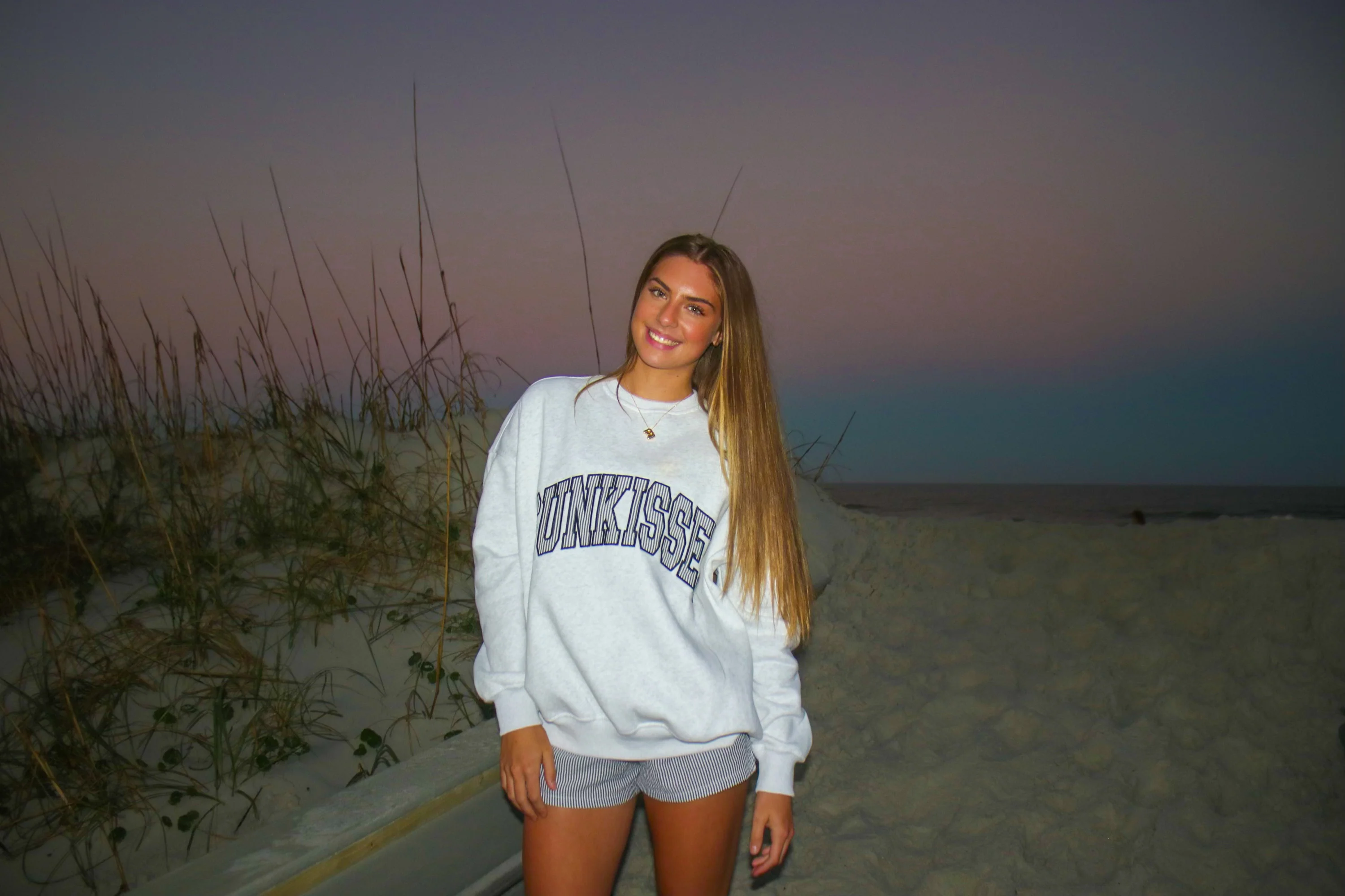 Pearl Grey Seersucker Striped Sunkissed Sweatshirt - Image 7