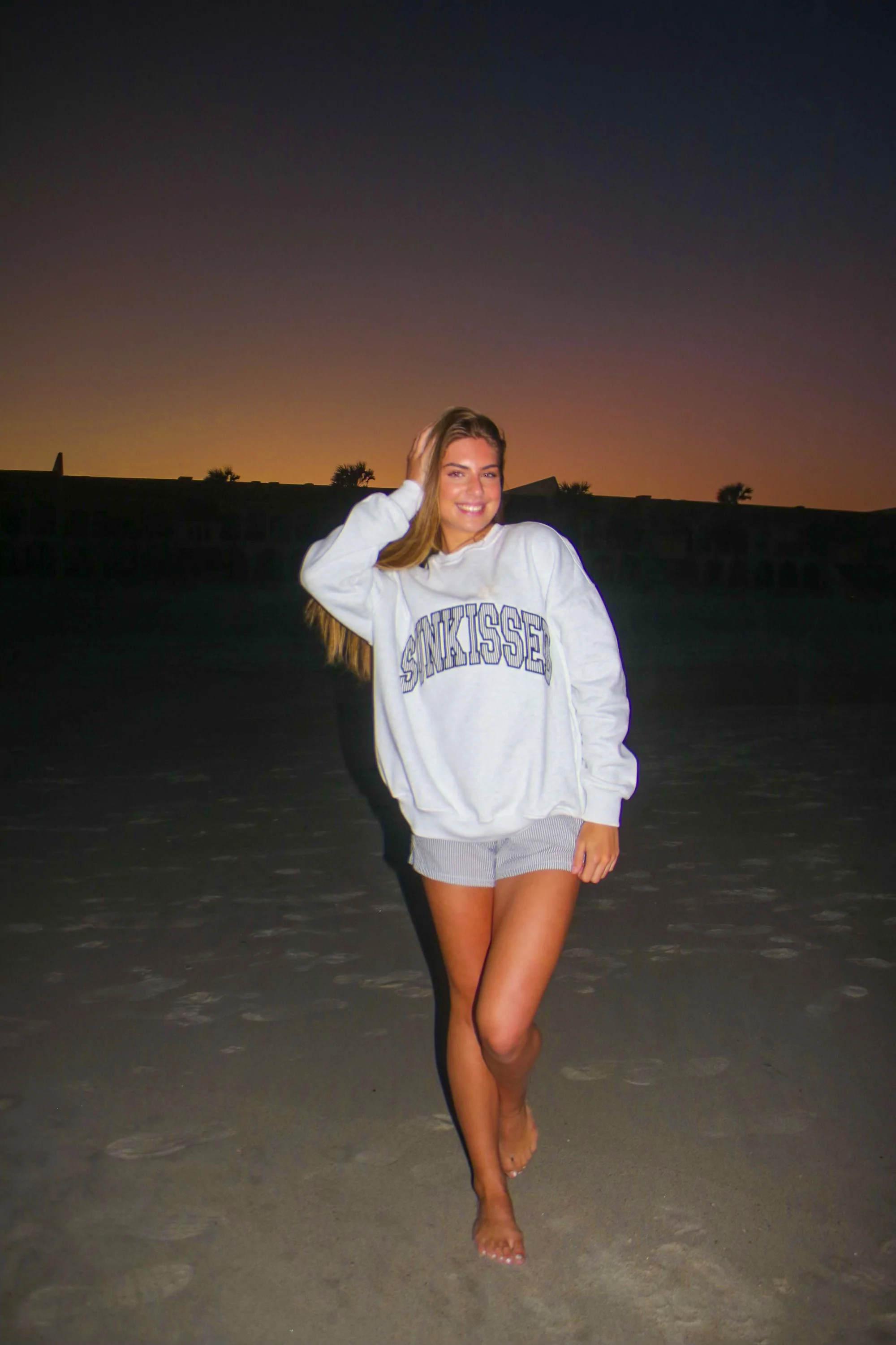 Pearl Grey Seersucker Striped Sunkissed Sweatshirt - Image 9