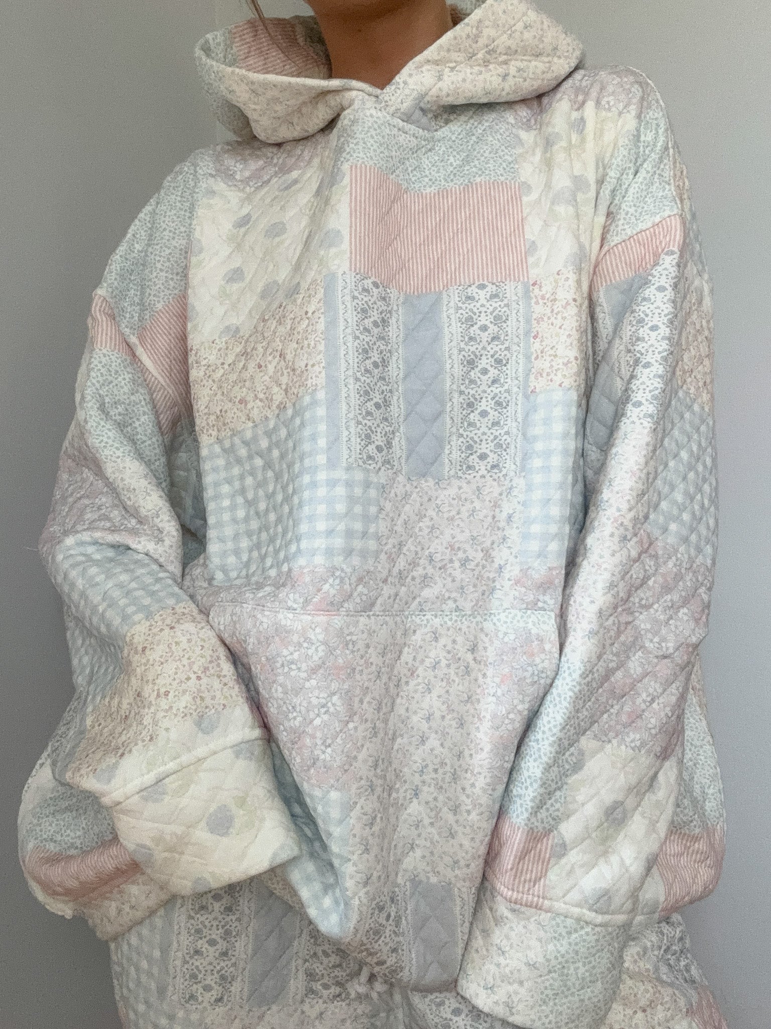 Shades Of Blue Quilted Pastel Hoodie - Image 3