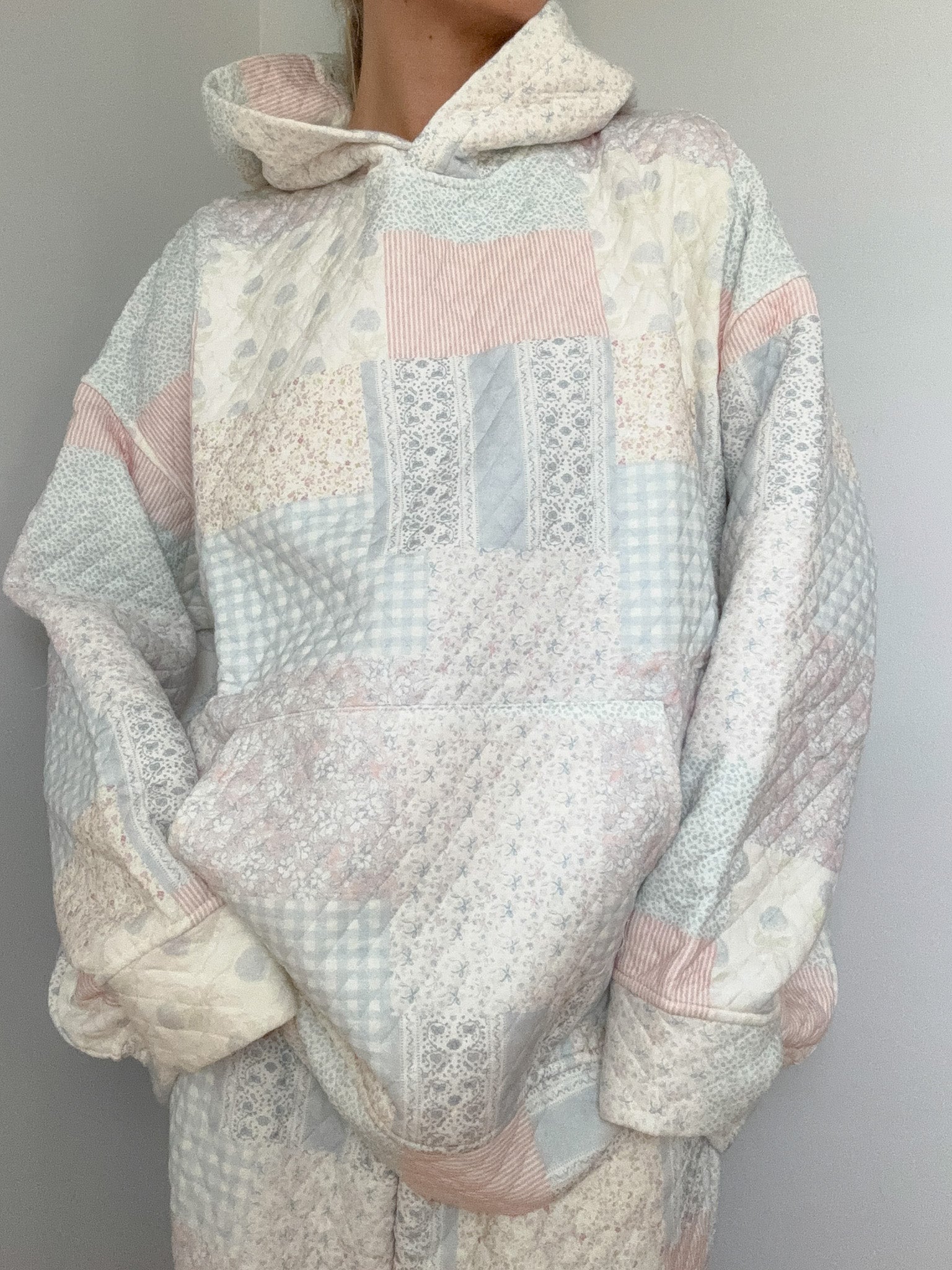 Shades Of Blue Quilted Pastel Hoodie - Image 4