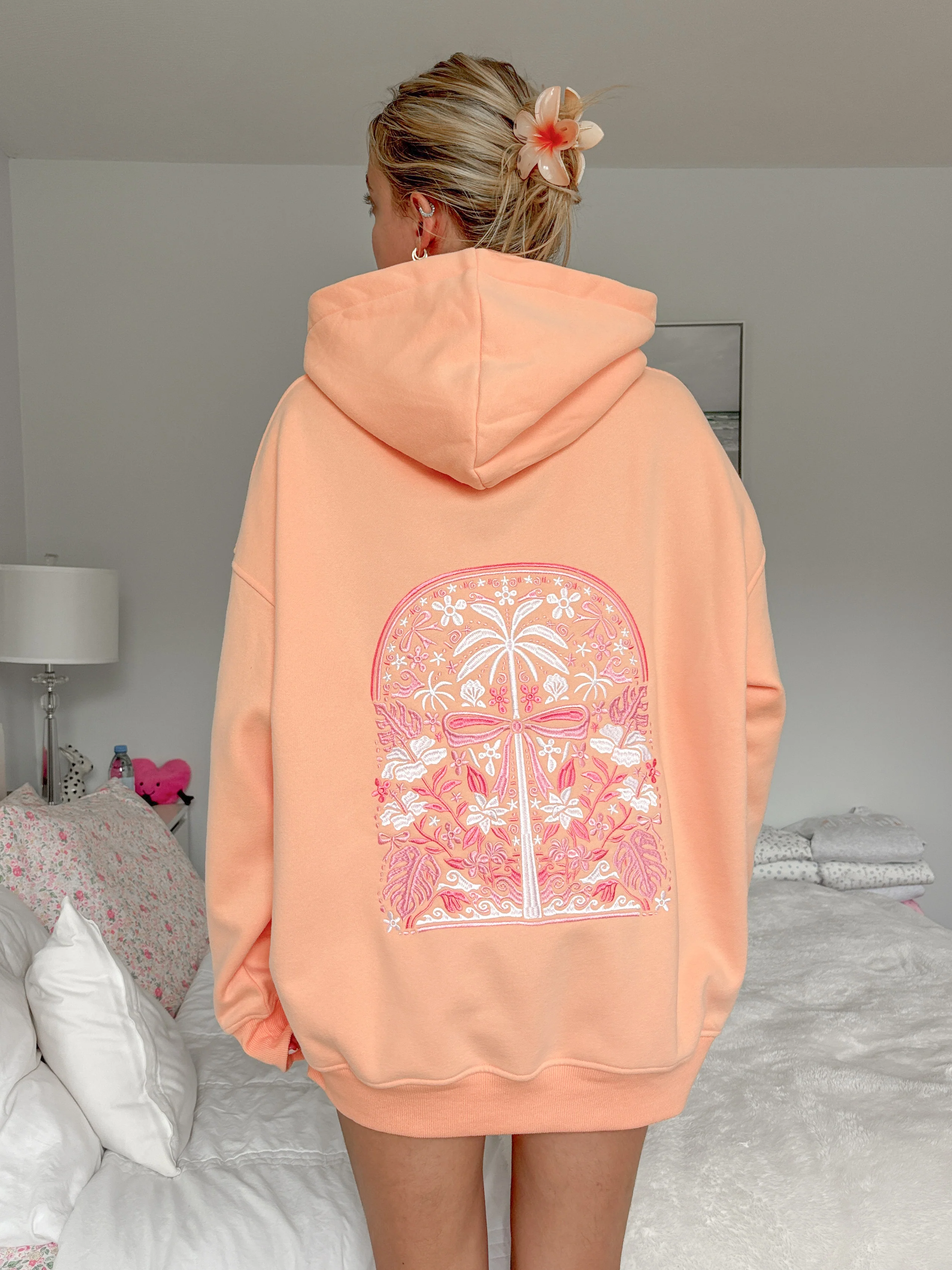 Sherbet Orange Tropical Palms Hoodie - Image 11