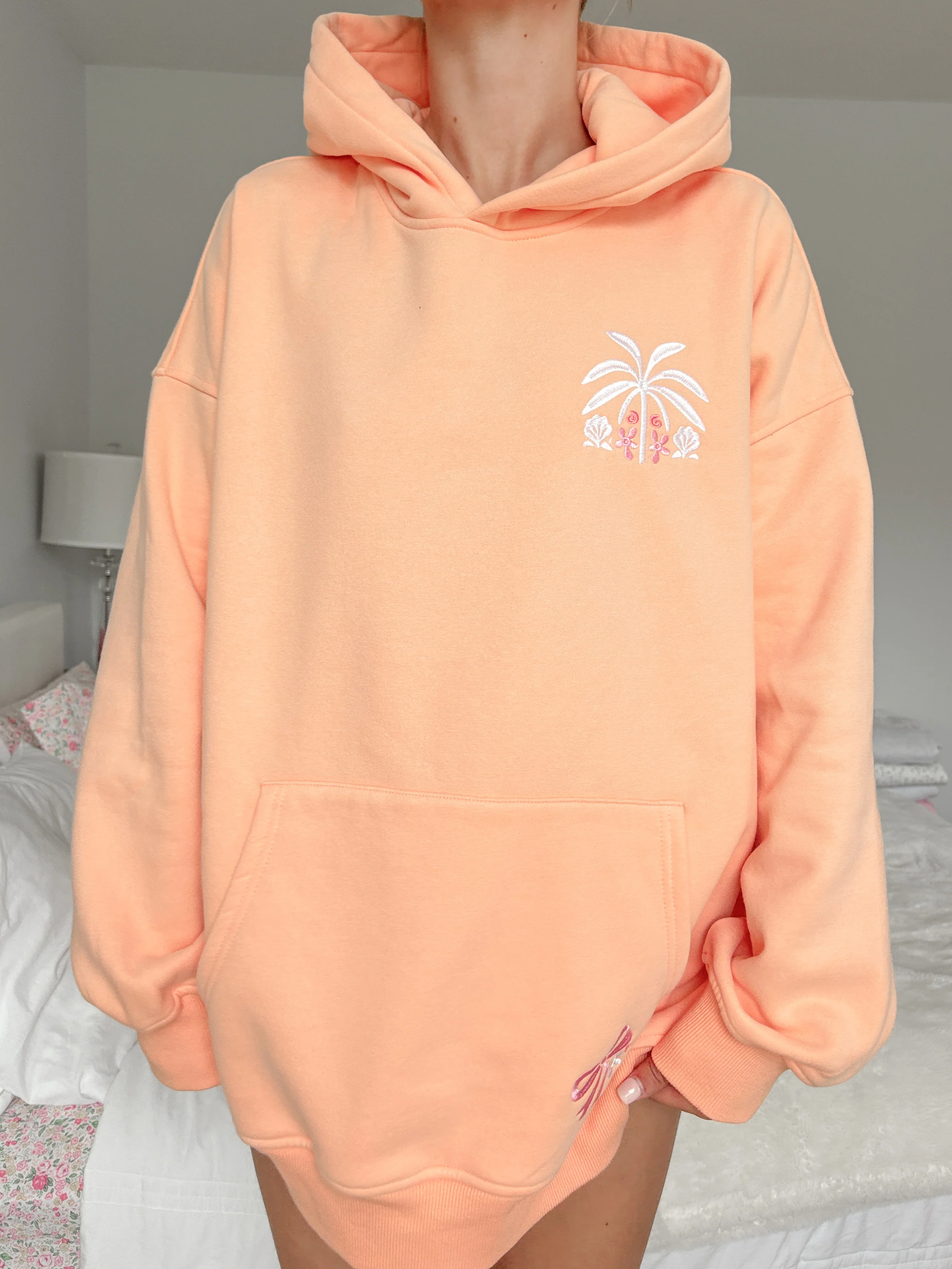 Sherbet Orange Tropical Palms Hoodie - Image 12