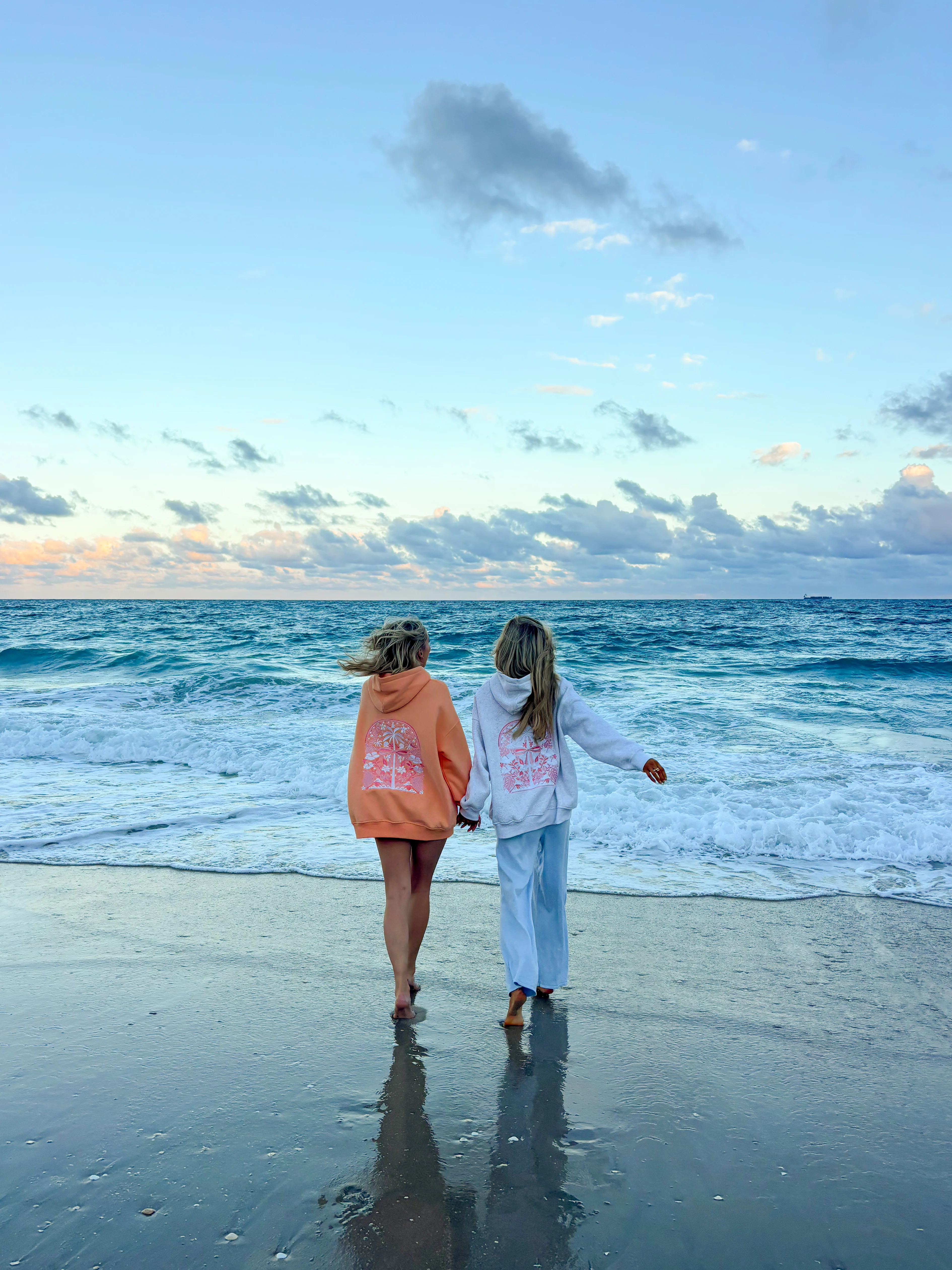 Sherbet Orange Tropical Palms Hoodie - Image 13