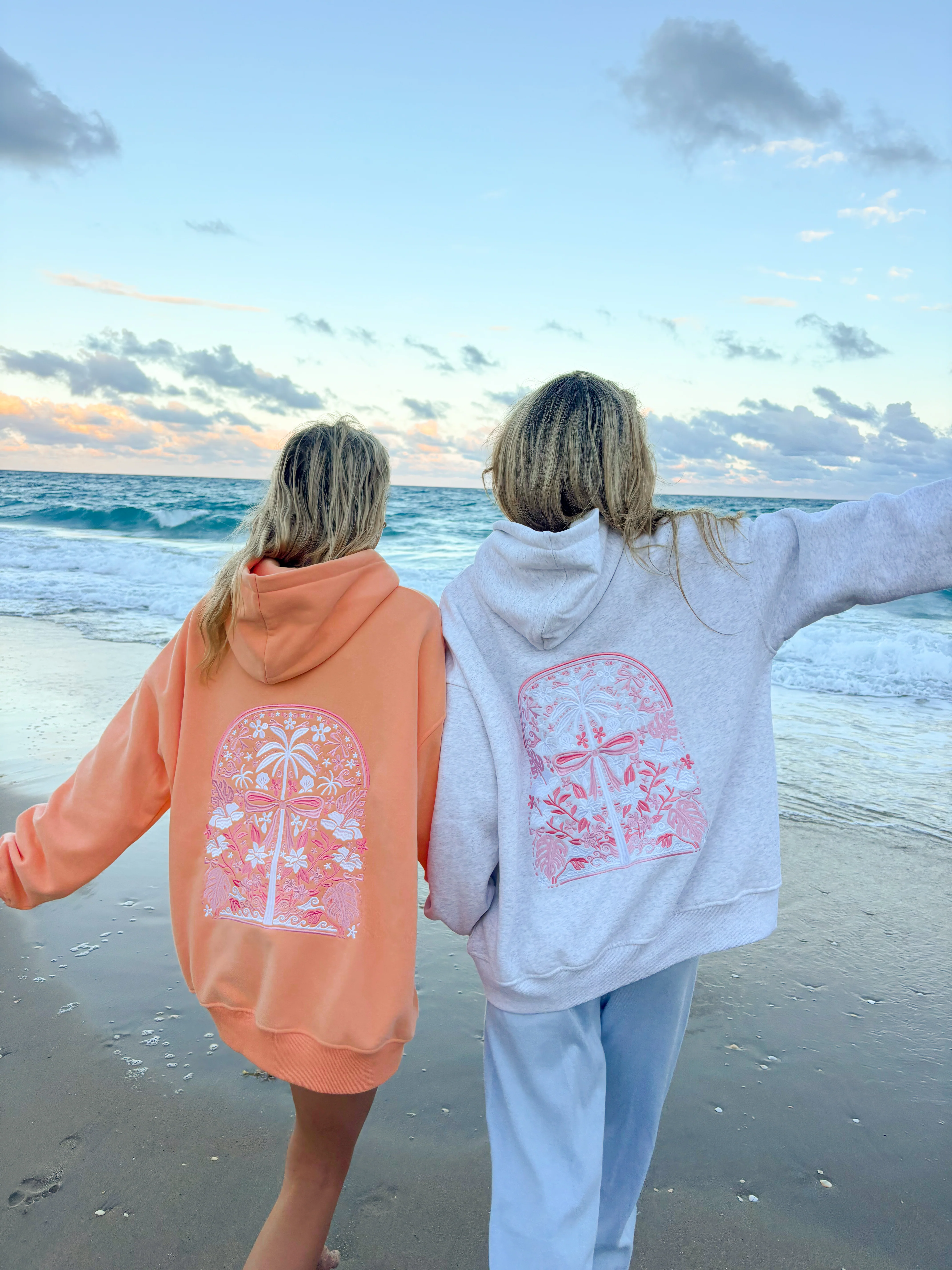 Sherbet Orange Tropical Palms Hoodie - Image 2