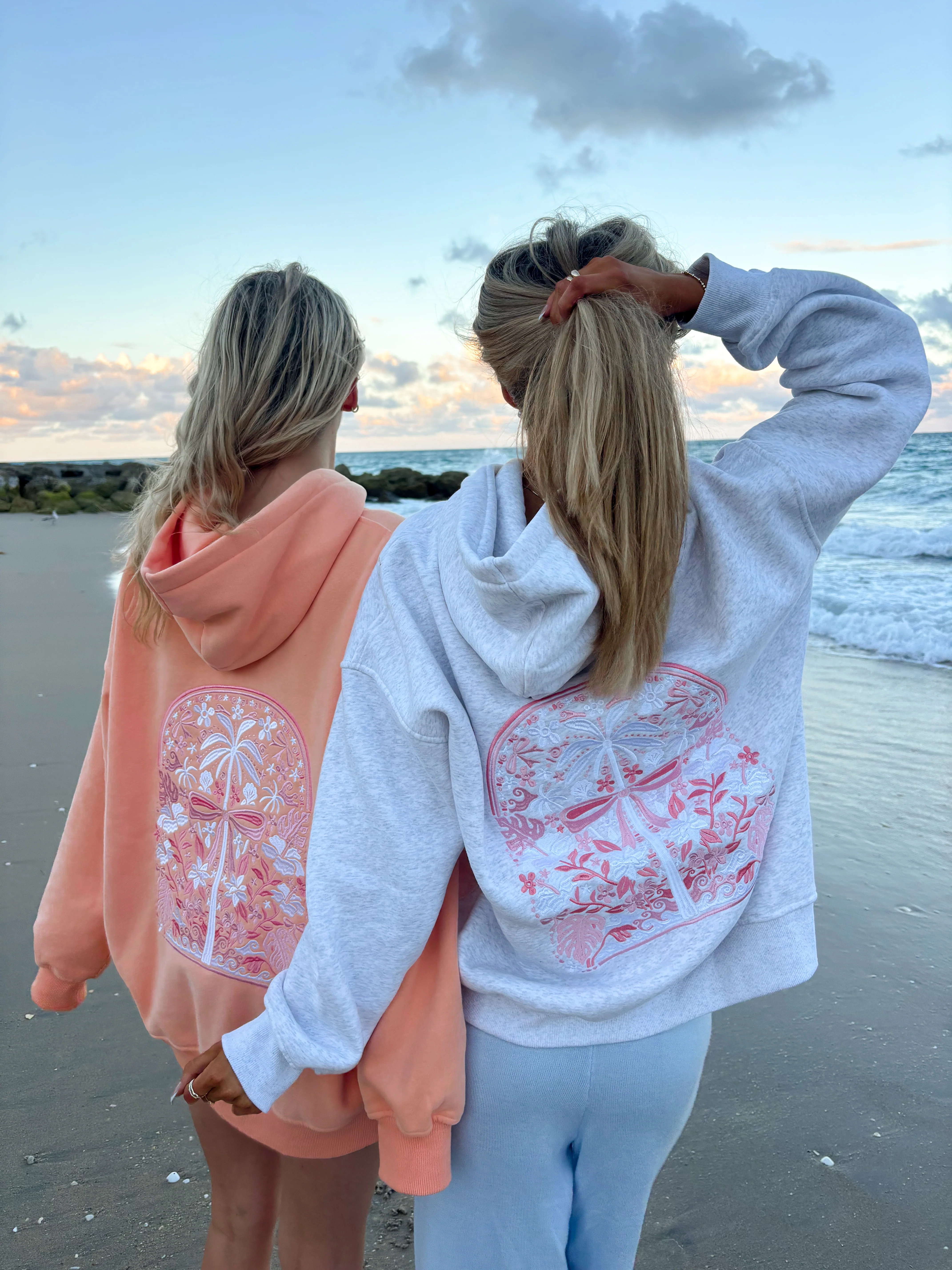 Sherbet Orange Tropical Palms Hoodie - Image 4
