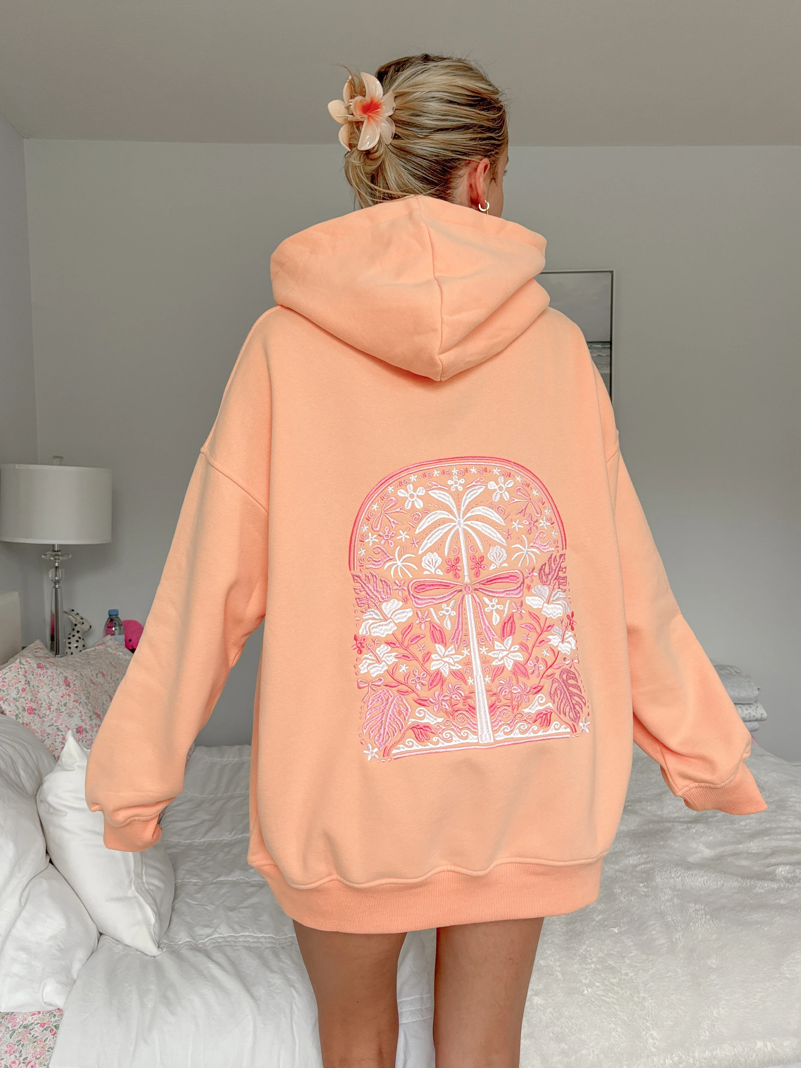 Sherbet Orange Tropical Palms Hoodie - Image 5