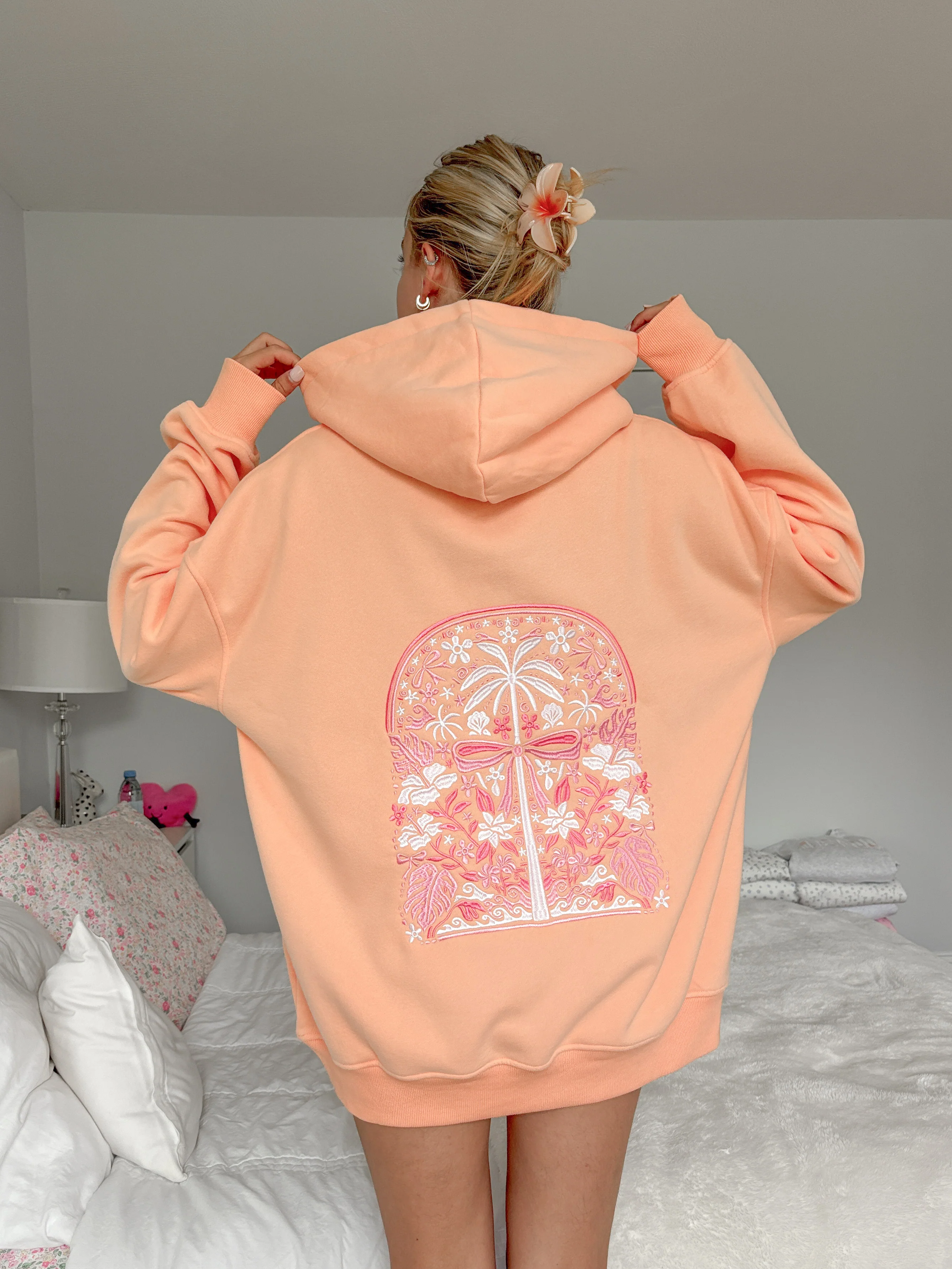 Sherbet Orange Tropical Palms Hoodie - Image 6