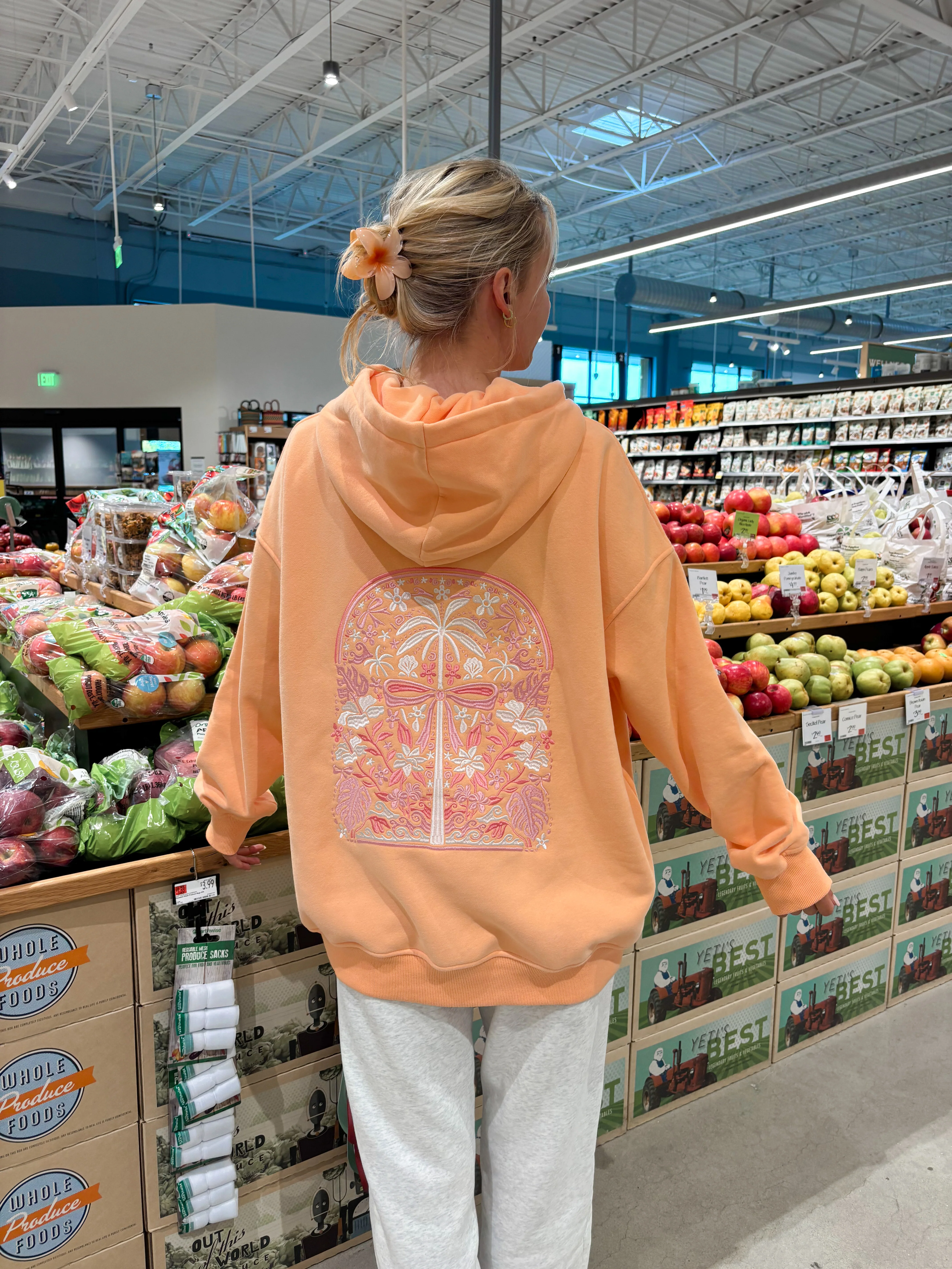 Sherbet Orange Tropical Palms Hoodie - Image 7