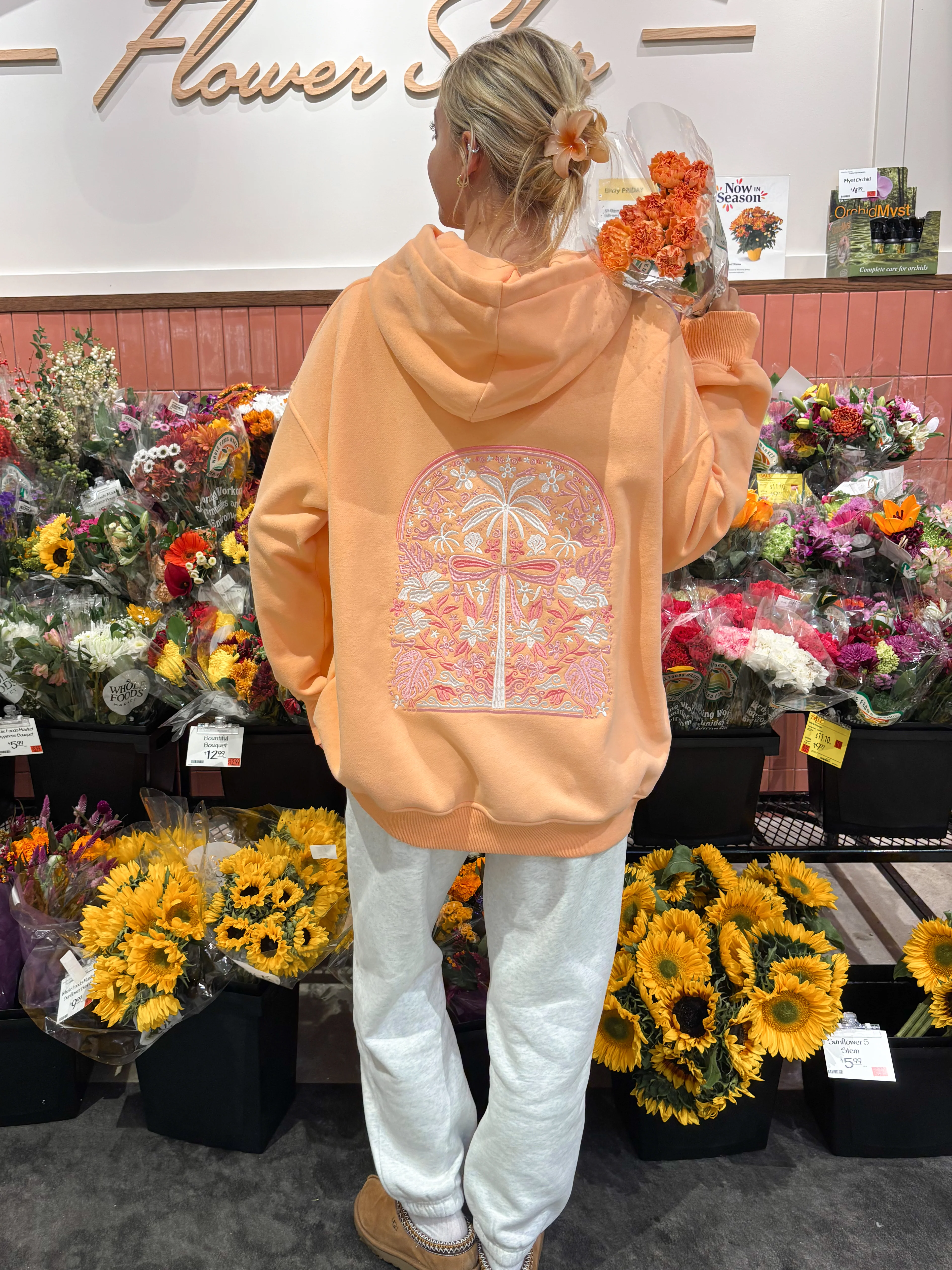 Sherbet Orange Tropical Palms Hoodie - Image 9