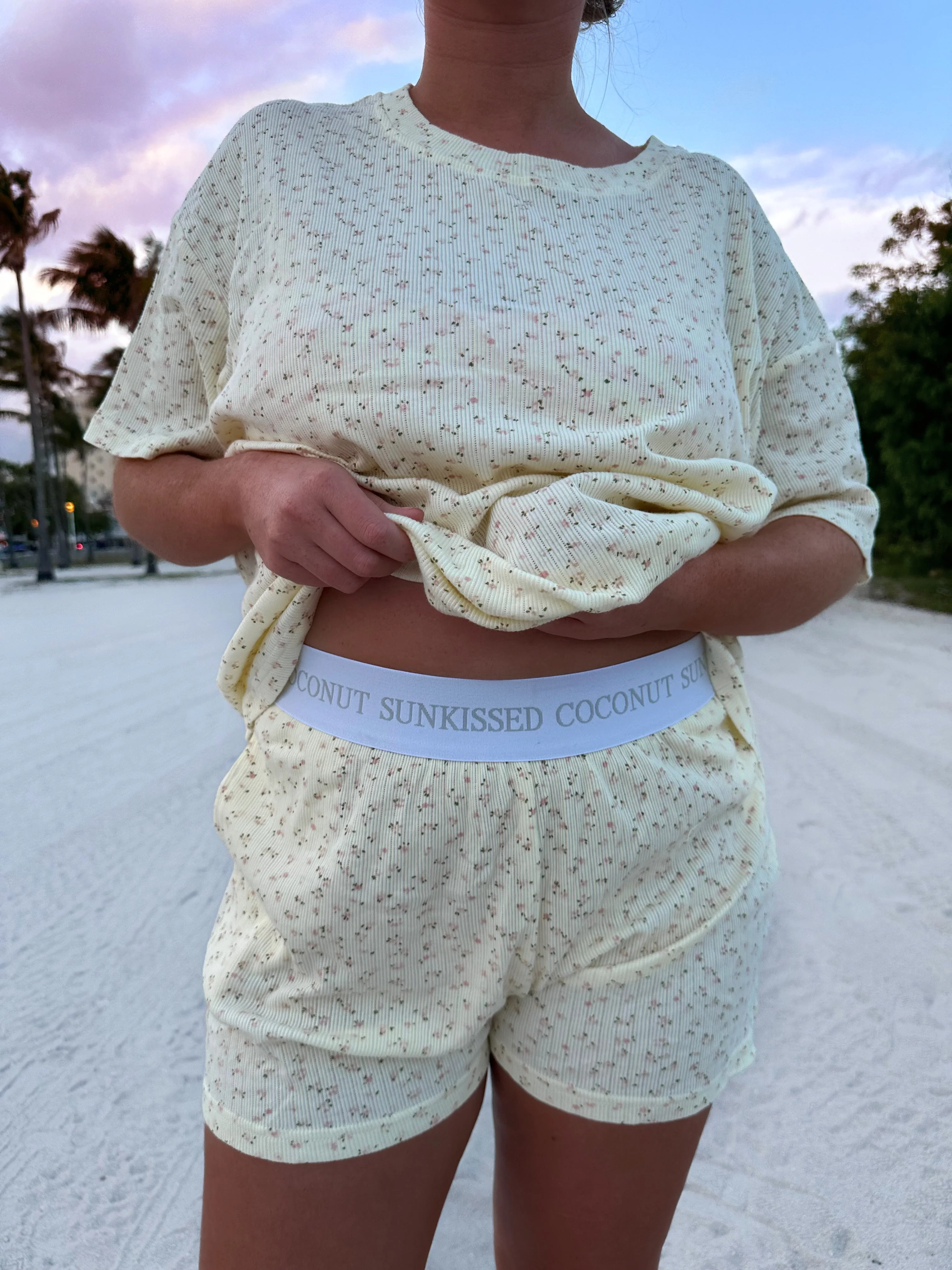 Lemon Floral Short Sleeve Pajama Top - Image 2