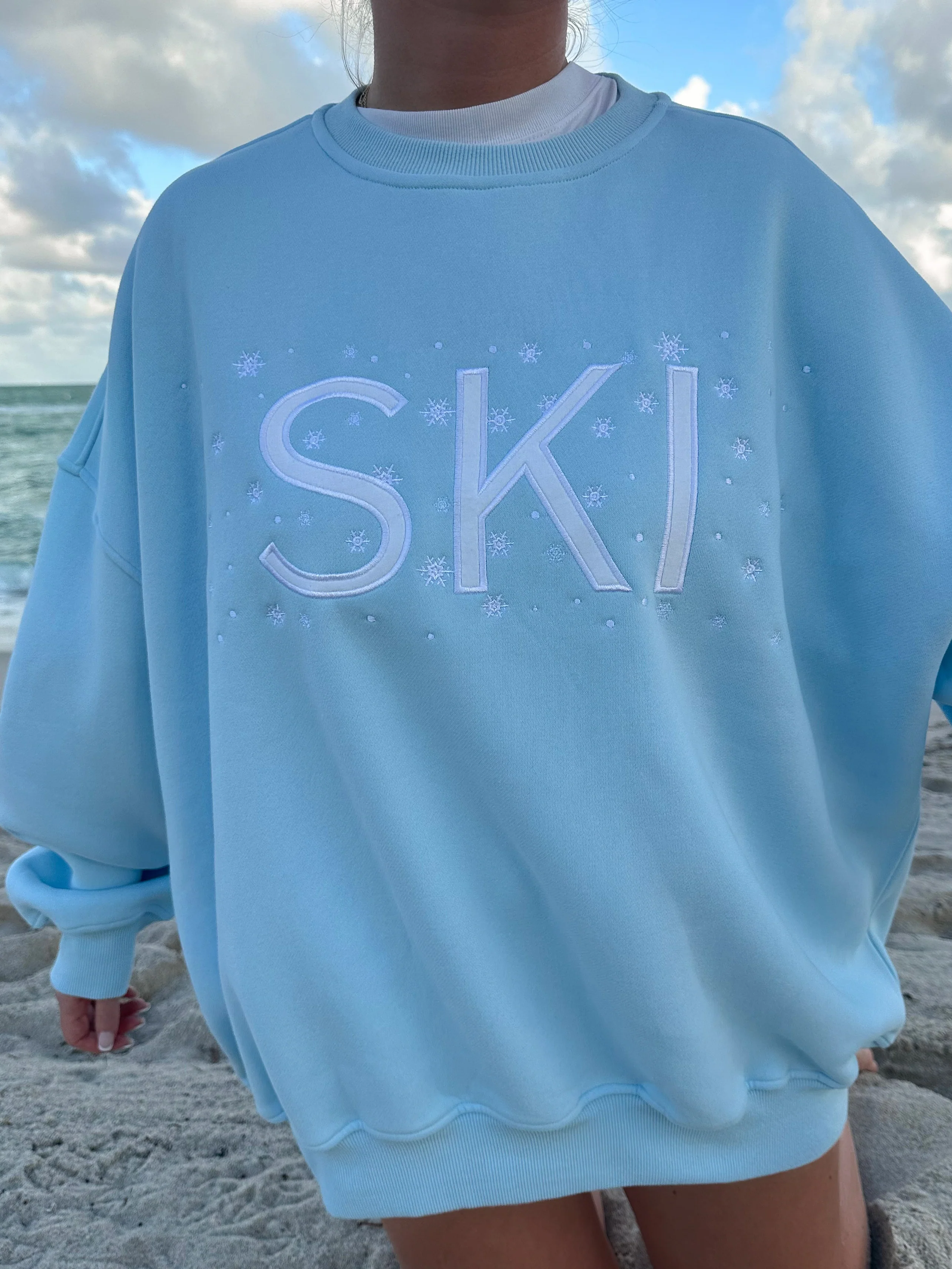 Icy Blue Ski Snowflake Sweatshirt