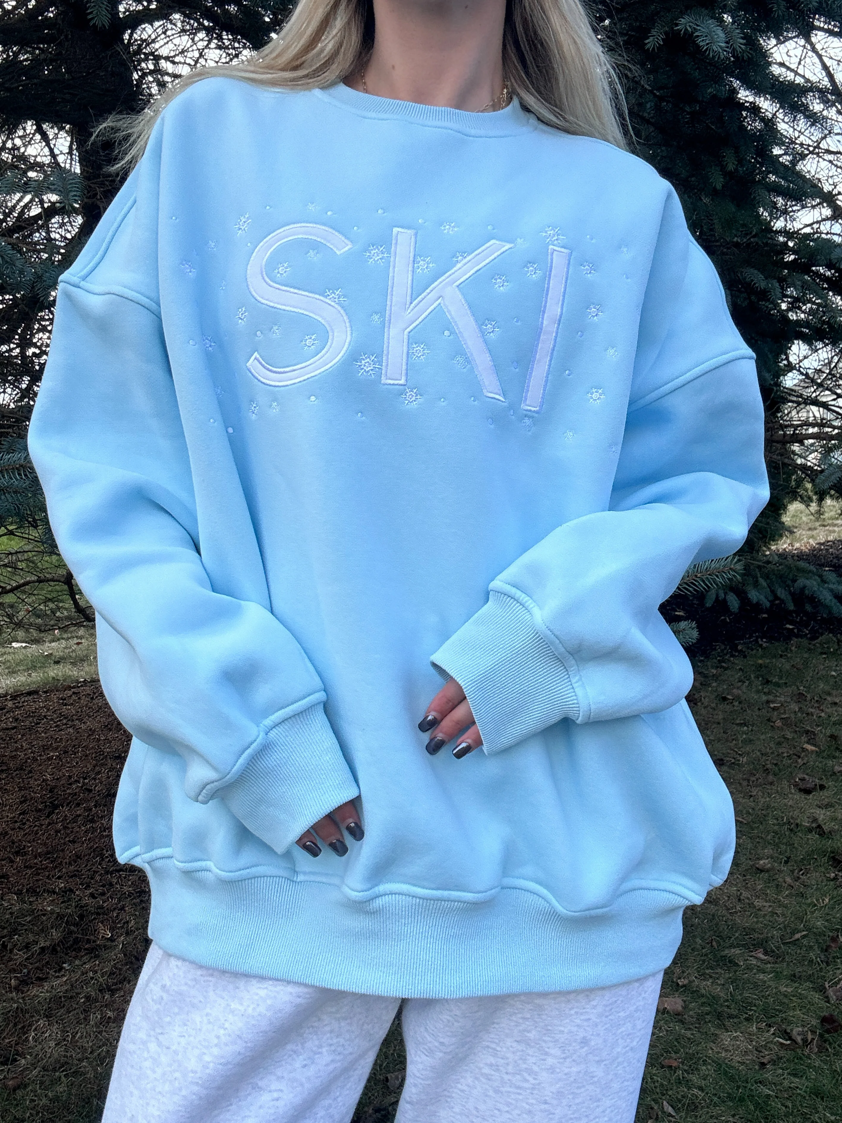 Icy Blue Ski Snowflake Sweatshirt - Image 4
