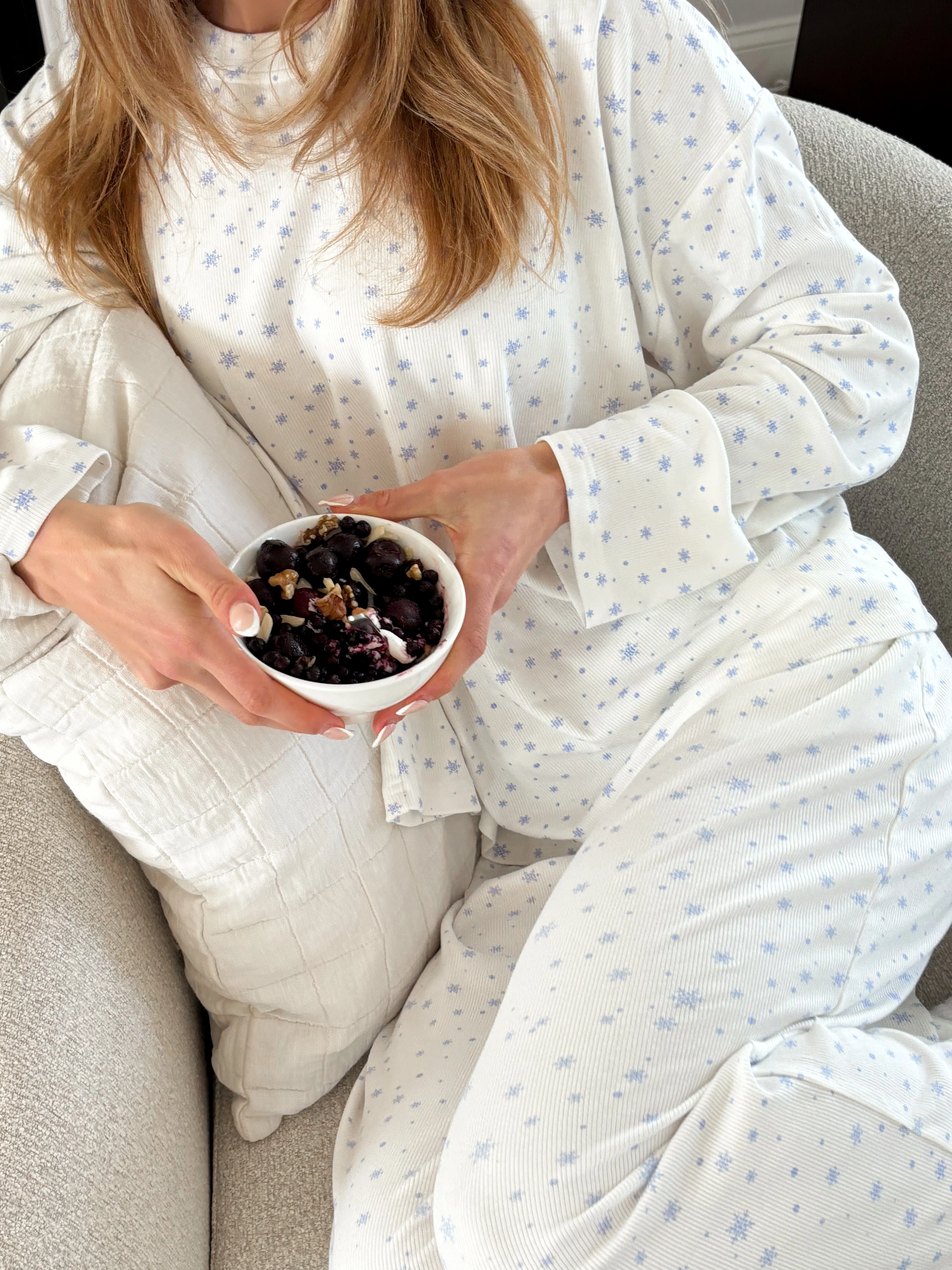 Snowflake Sunkissedcoconut Long Sleeve Pajama Top - Image 13